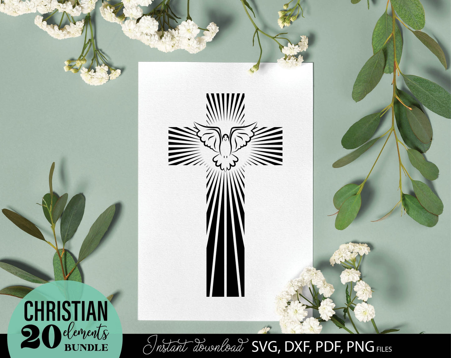 German Church Christian elements bundle. SVG DXF PDF PNG files included. Compatible with Cricut, Silhouette, sublimation printers or other equipment. Cut from vinyl, use for sublimation or laser cut or grave projects. Buy now for a good price!