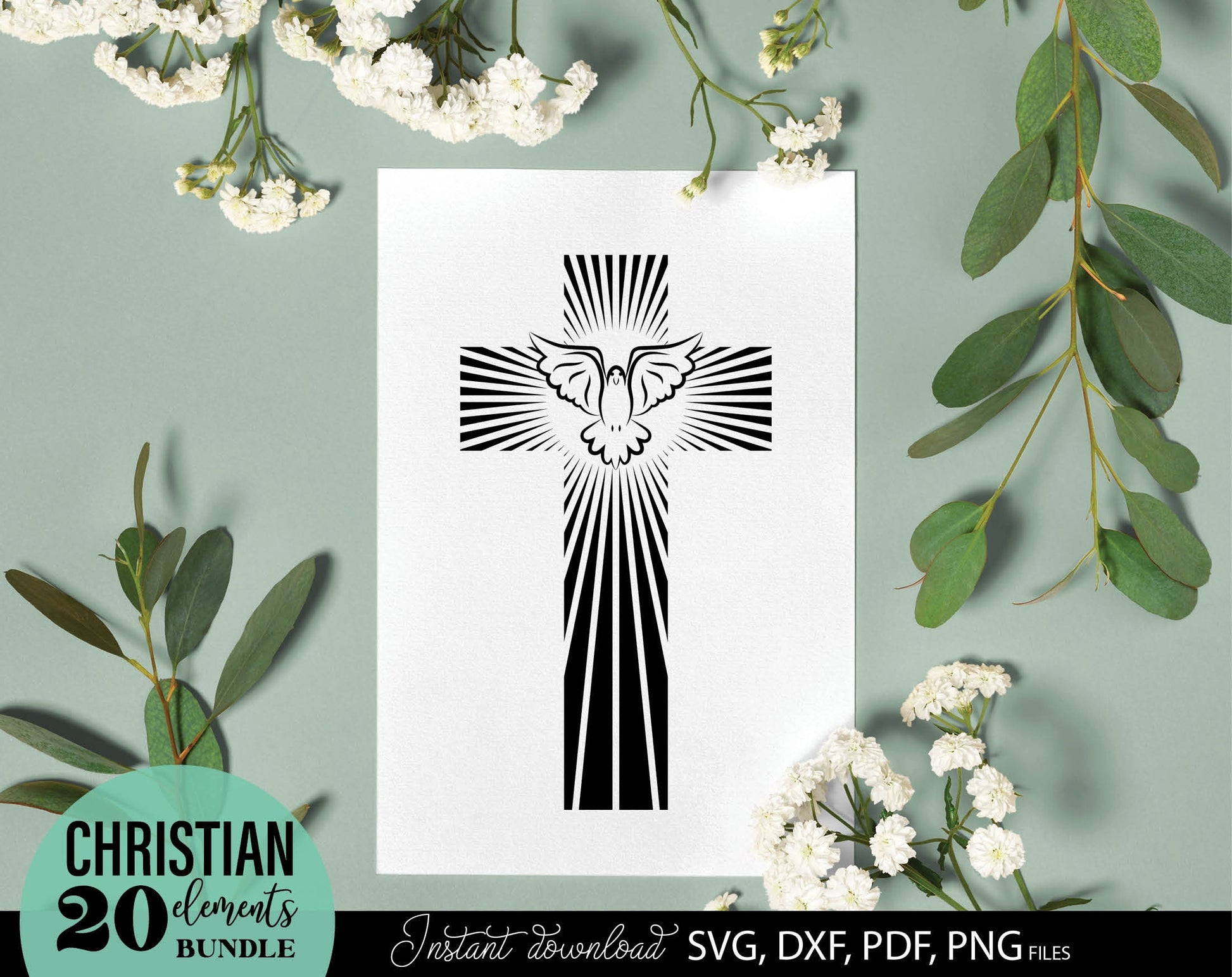 German Church Christian elements bundle. SVG DXF PDF PNG files included. Compatible with Cricut, Silhouette, sublimation printers or other equipment. Cut from vinyl, use for sublimation or laser cut or grave projects. Buy now for a good price!