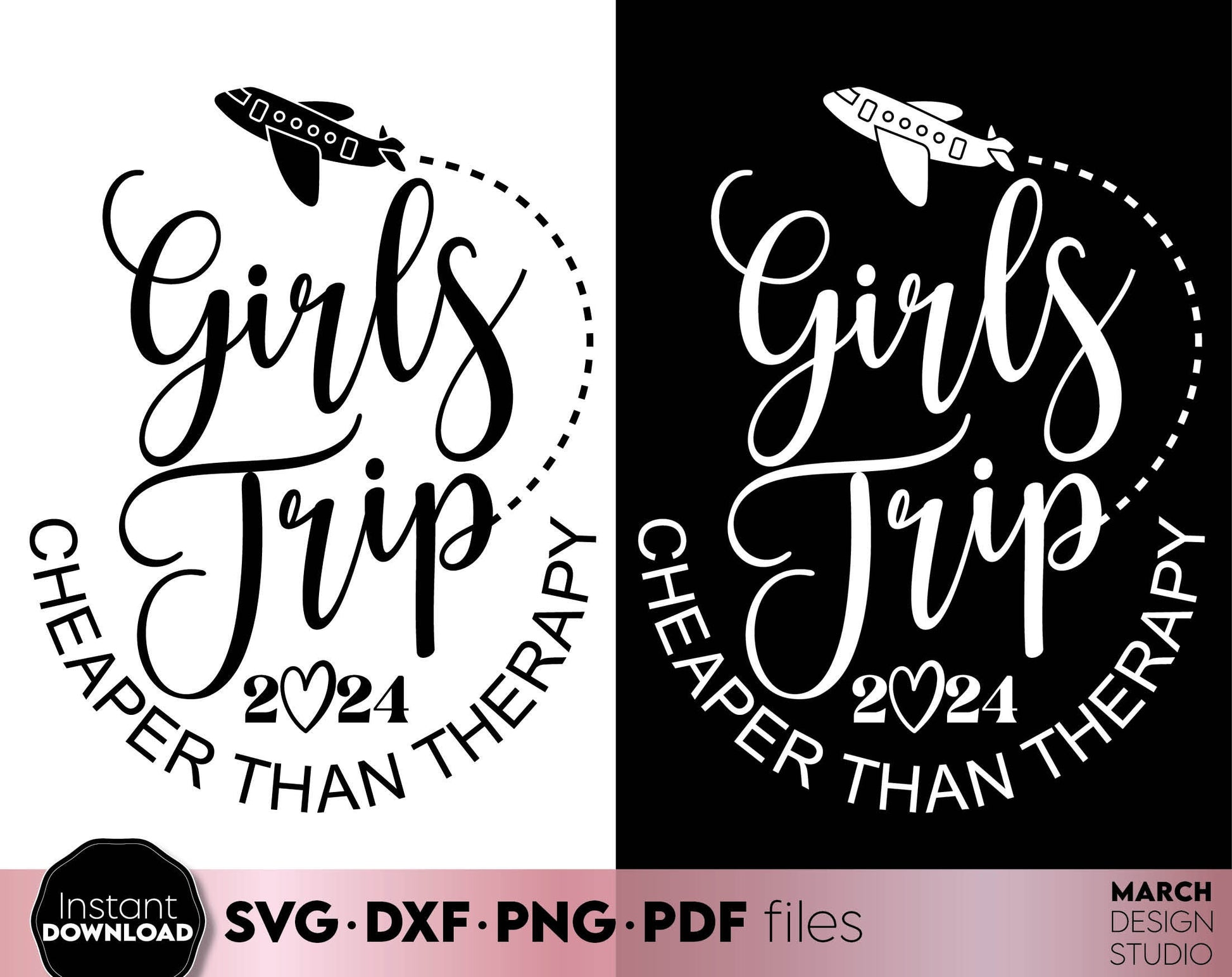 Girls Trip 2024 Weekend Shirt design. SVG PNG PDF DXF files included. Compatible with Cricut, Silhouette or other equipment. Cut from vinyl, use for printing, sublimation or laser cut, grave projects. Buy now for a good price and enjoy!