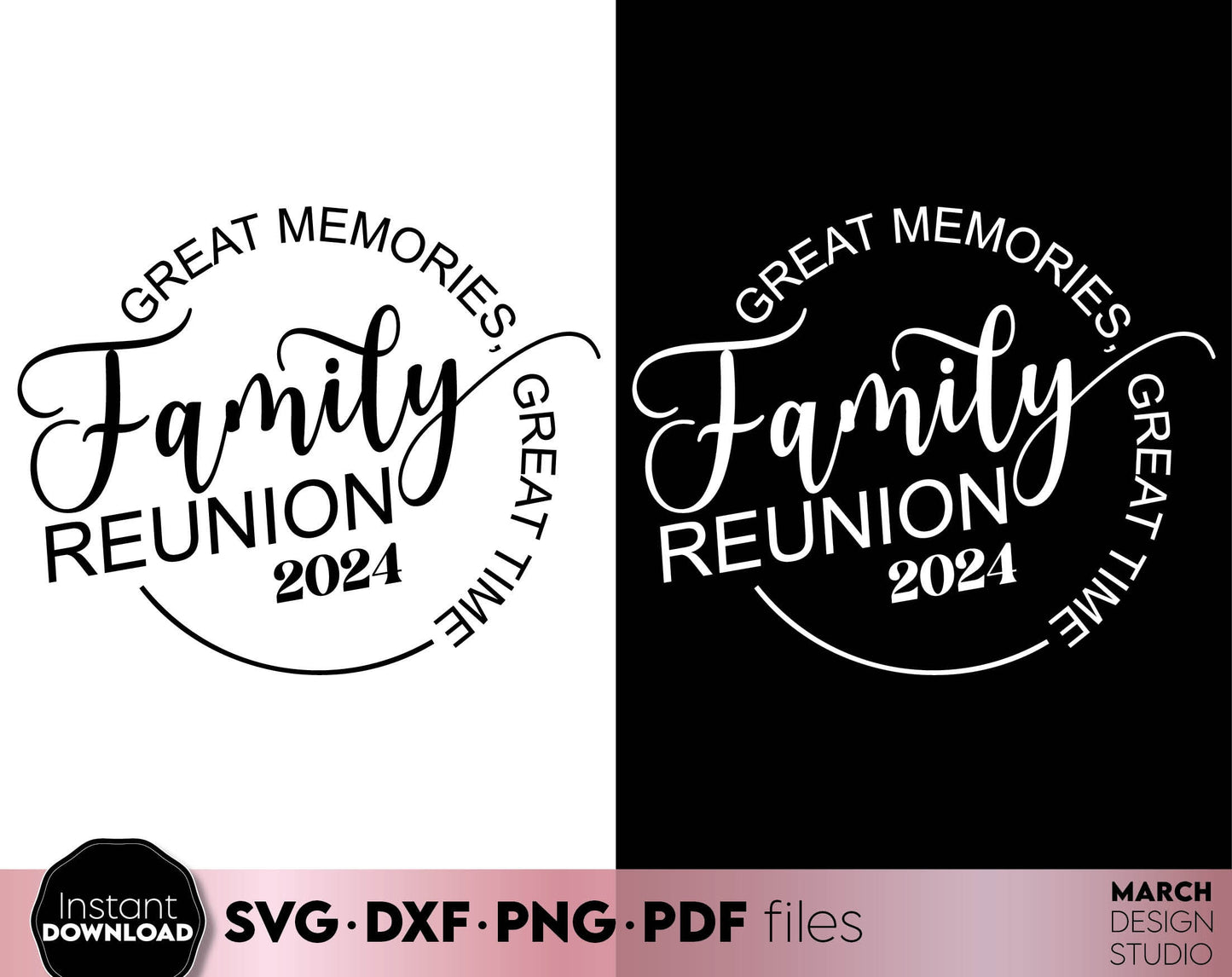 Great Memories Great Time Family Reunion 2024 Shirts design. SVG PNG DXF PDF files included. Compatible with Cricut, Silhouette or other equipment. Cut from vinyl, use for sublimation or laser cut/ grave projects. Buy now for a good price and enjoy!