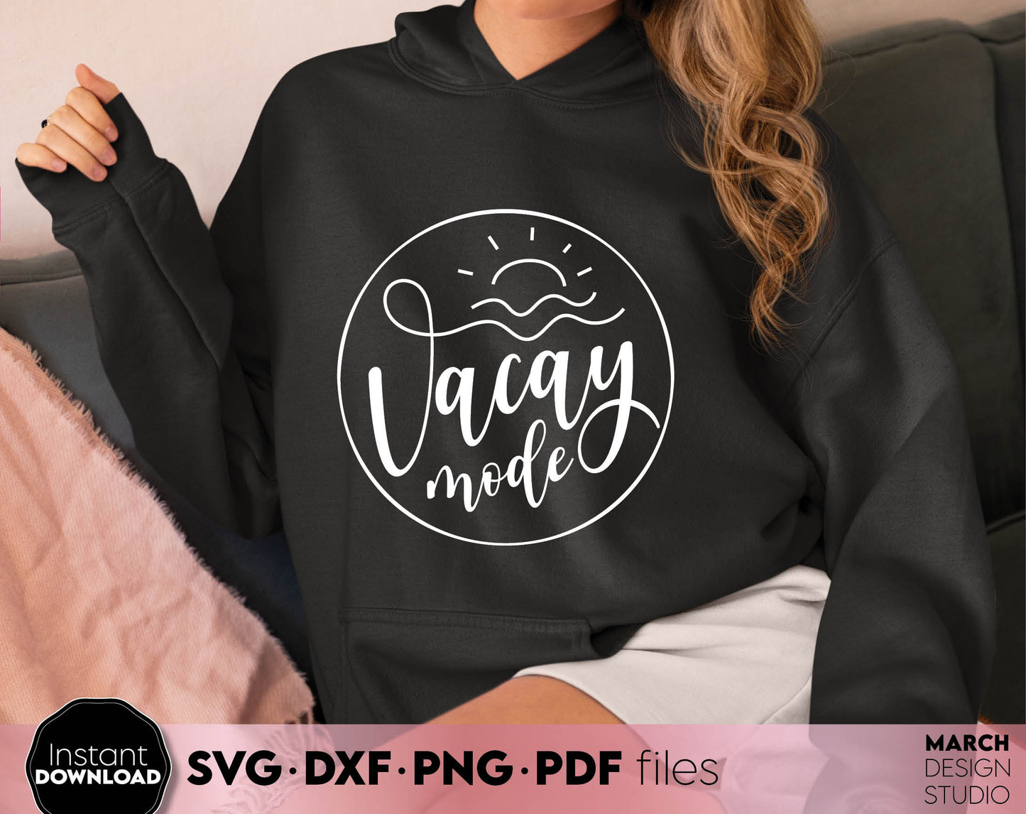 Vacay Mode Boho style shirt design. SVG PNG EPS DXF JPG files included. Compatible with Cricut, Silhouette or other equipment. Cut from vinyl, use for sublimation or laser cut/ grave projects. Buy now for a good price and enjoy!