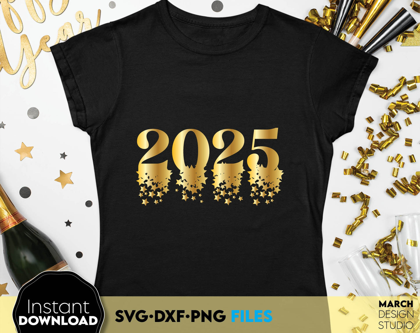 2025 Glittered Files Png Svg Happy New Year 2025 Svg Png Merry Christmas SVG New Year Sublimation Png New Years Shirts Svg Christmas Card