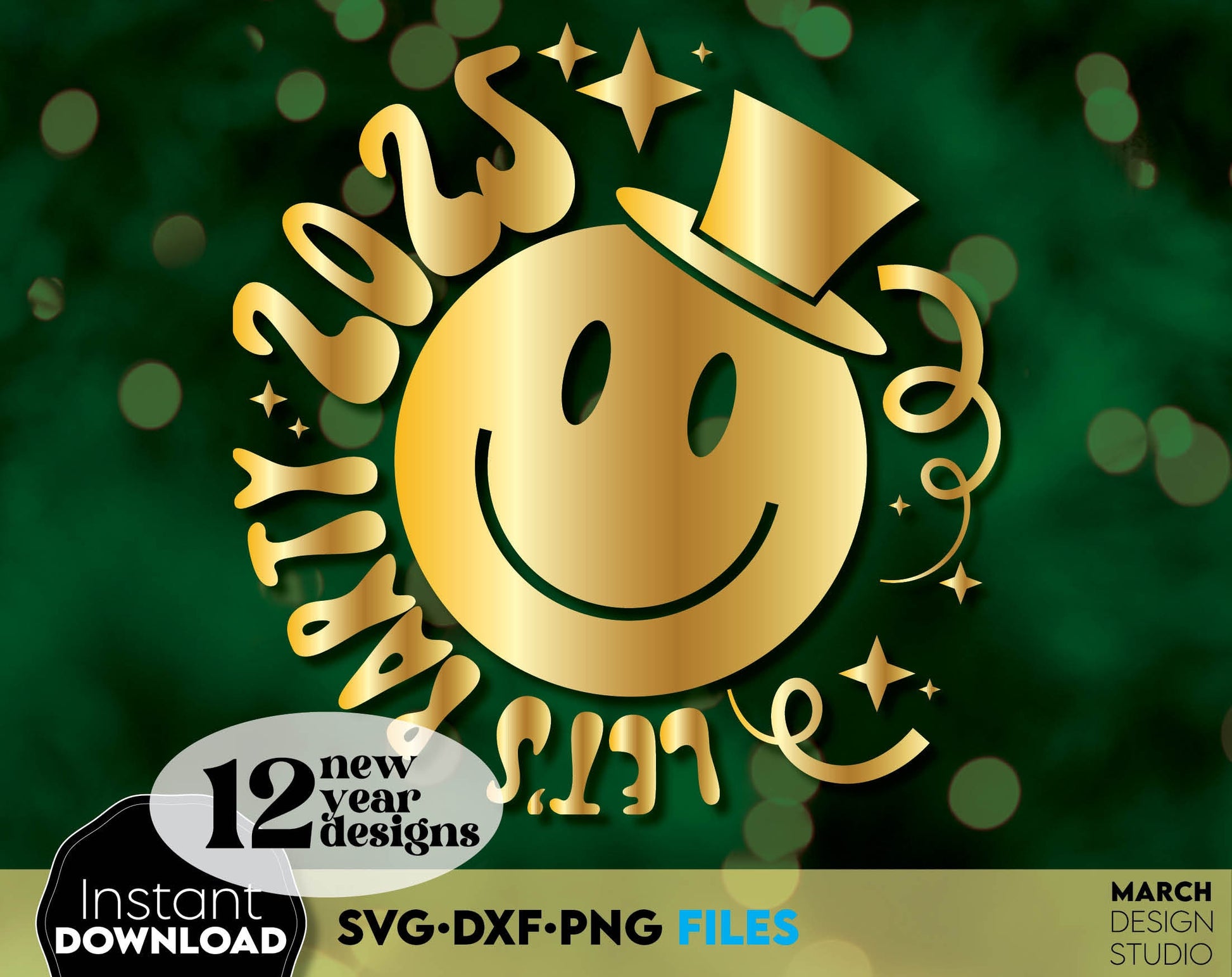 2024 Gold Files SVG | Happy New Year 2024 SVG | Lets Party 2024 SVG | New Year Sublimation Png | New Years Gift Ideas Svg | New Year Mug