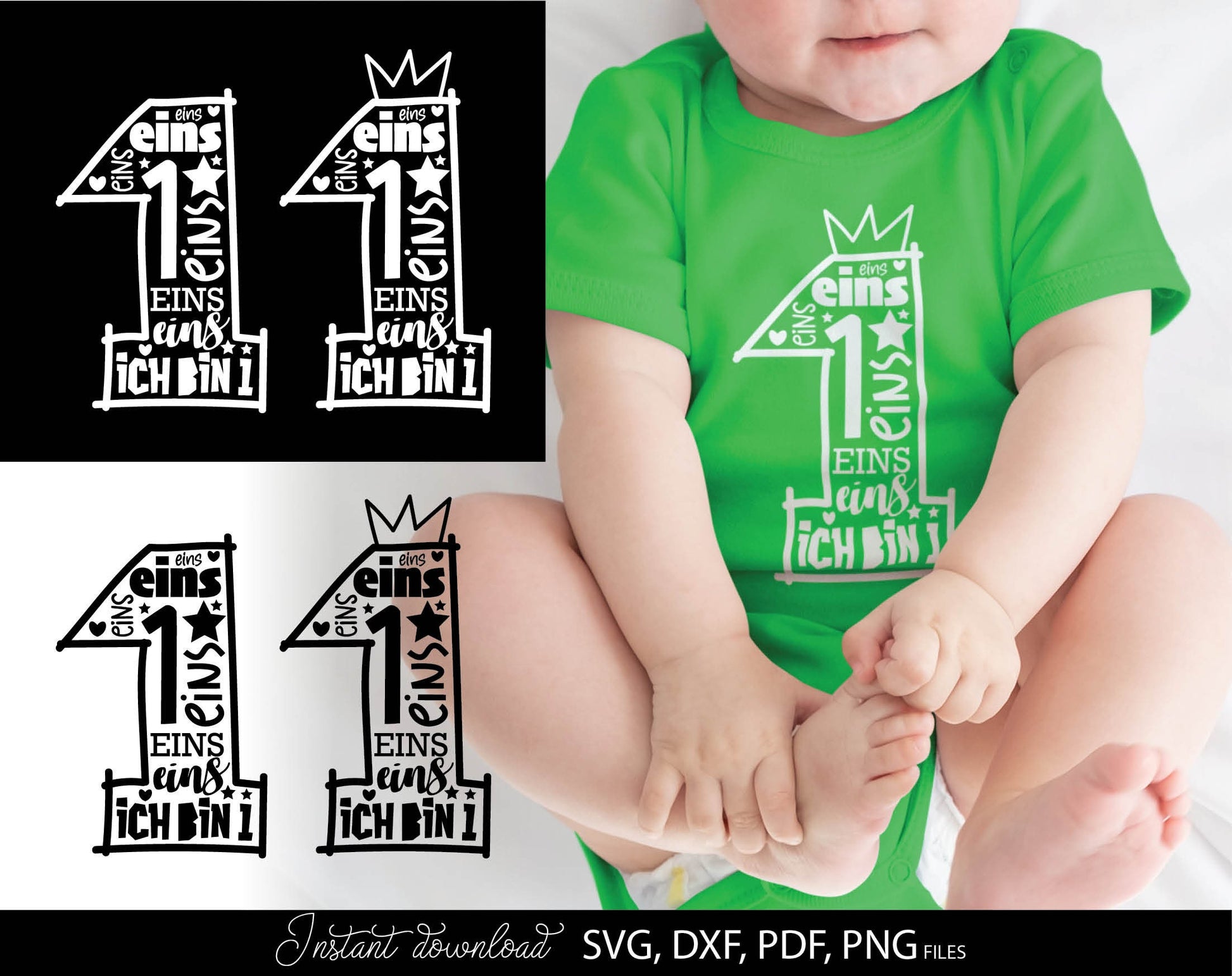 German Kind Der erste Geburtstag Number Plotter File Bundle Svg Png German kids Geburtstag number plotter file Geburtstagskind Eins Clipart. SVG DXFPDF PNG files included. Compatible with Cricut, Silhouette Studio and other equipment. Buy now, enjoy!