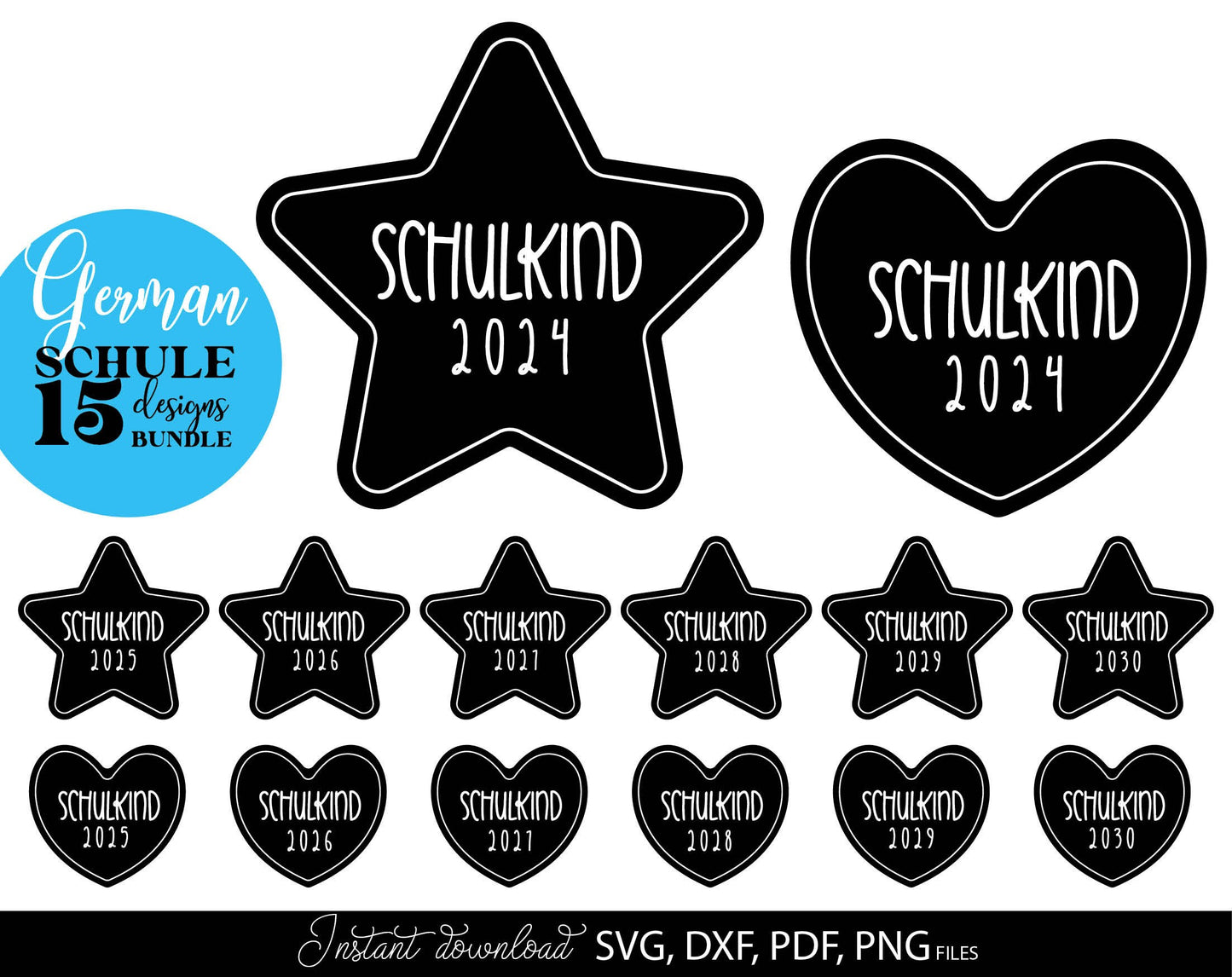 German Schulkind Plotterdatei bundle. SVG DXF PDF JPG PNG files included. Compatible With Cricut, Silhouette Studio, sublimation printers or other equipment. Cut from vinyl, use for sublimation or laser cut or grave projects. Buy now and enjoy!