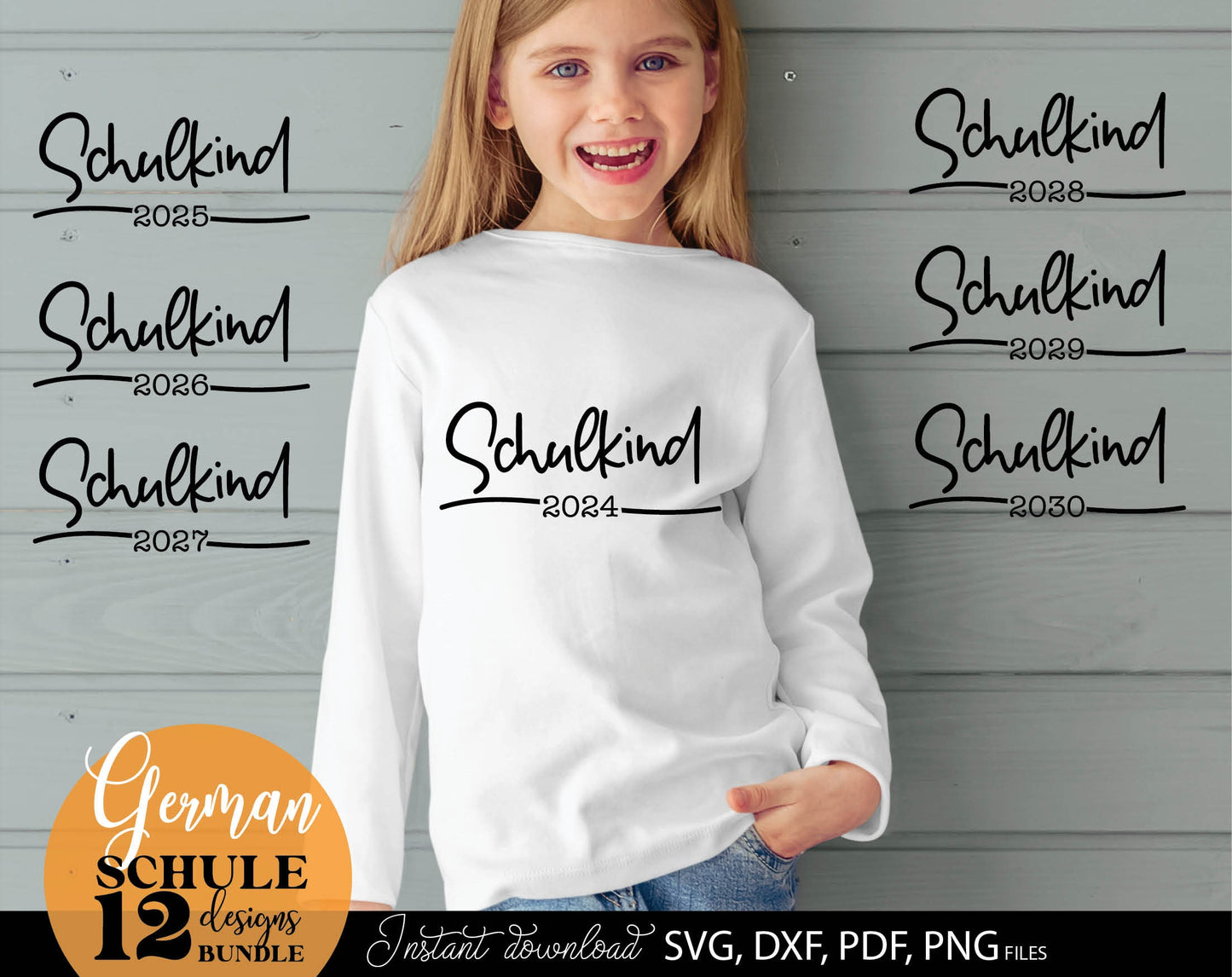 German Schulkind Plotterdatei bundle. SVG DXF PDF JPG PNG files included. Compatible With Cricut, Silhouette Studio, sublimation printers or other equipment. Cut from vinyl, use for sublimation or laser cut or grave projects. Buy now and enjoy!