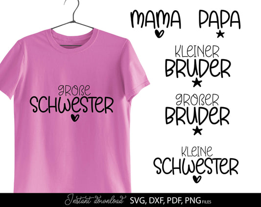 German Bruder Schwester Plotter File Svg Dxf Png Pdf German Familie Cricut Plotting Bundle Announcement Sign Baby Milestone Round. Compatible with Cricut, Silhouette Studio, sublimation printers, laser cut or other equipment. Buy now and enjoy!