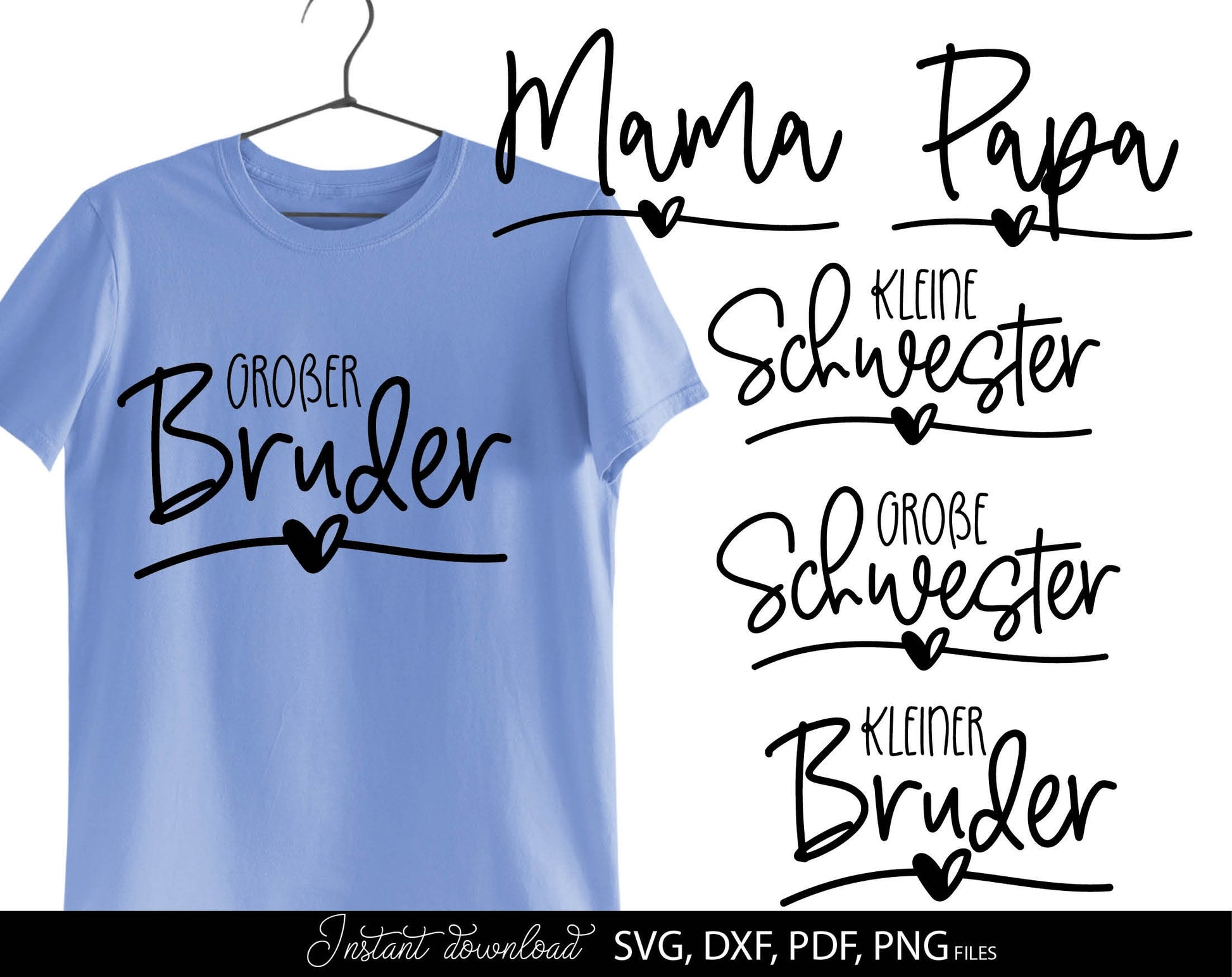 Deutsche Plotterdatei Große Schwester Großer Bruder svg Kleiner Bruder svg Kleine Schwester Geschenk zur Geburt Cricut Silhouette Studio cut files bundle. Use for cutting from vinyl, sublimation or laser cut or grave projects. Buy now and enjoy!