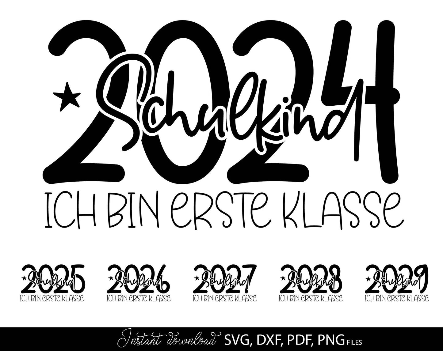 German Schulkind Plotterdatei bundle. SVG DXF PDF JPG PNG files included. Compatible With Cricut, Silhouette Studio, sublimation printers or other equipment. Cut from vinyl, use for sublimation or laser cut or grave projects. Buy now and enjoy!