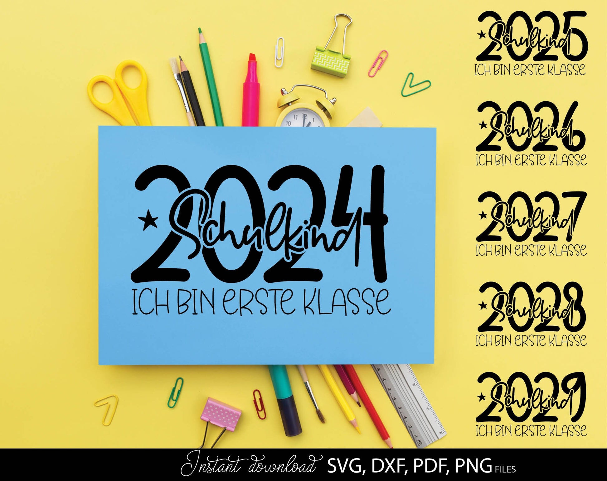 German Schulkind Plotterdatei bundle. SVG DXF PDF JPG PNG files included. Compatible With Cricut, Silhouette Studio, sublimation printers or other equipment. Cut from vinyl, use for sublimation or laser cut or grave projects. Buy now and enjoy!