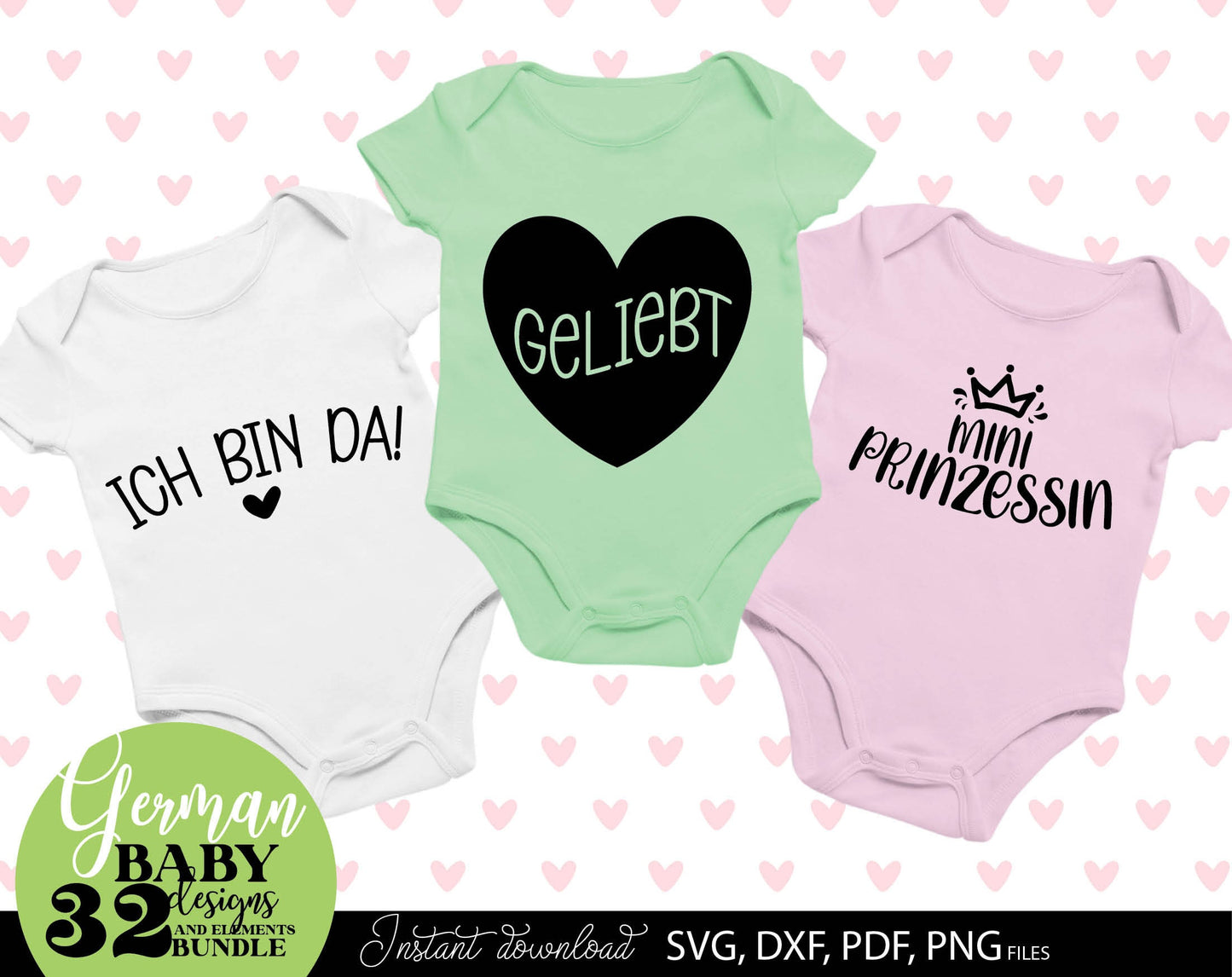 German Newborn Plotter file bundle. SVG DXF PDF PNG files included. Compatible with Cricut, Silhouette, sublimation printers or other equipment. Cut from vinyl, use for sublimation or laser cut or grave projects. Buy now for a good price and enjoy!