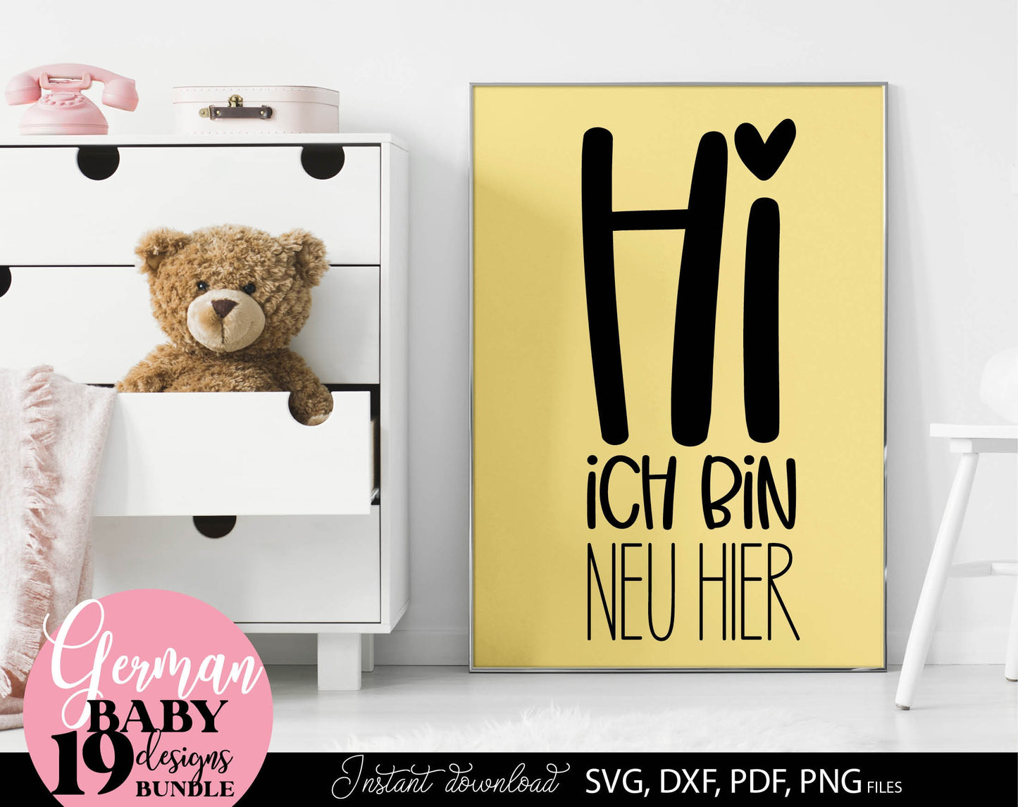 German Newborn Plotter file bundle. SVG DXF PDF PNG files included. Compatible with Cricut, Silhouette, sublimation printers or other equipment. Cut from vinyl, use for sublimation or laser cut or grave projects. Buy now for a good price and enjoy!