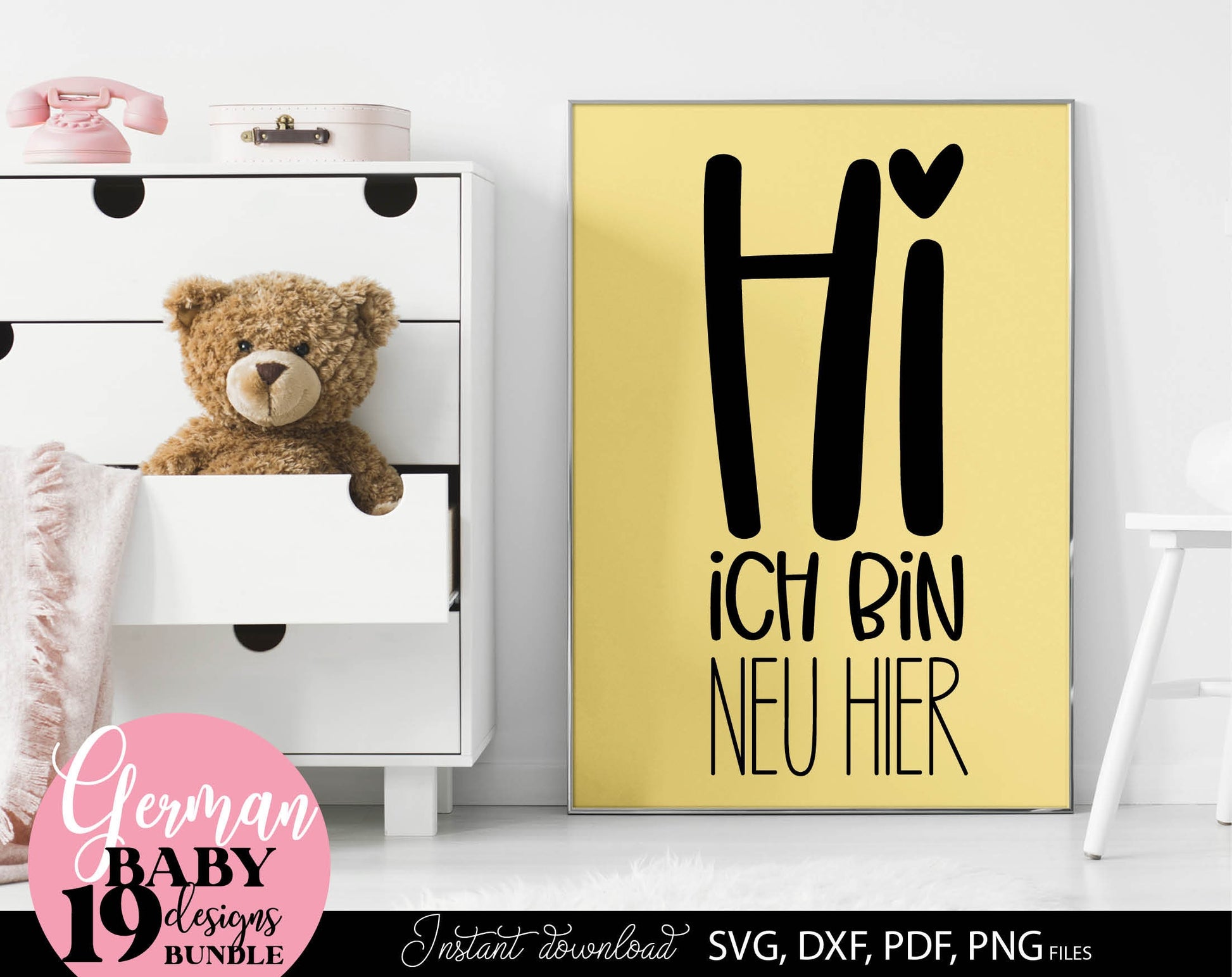 German Newborn Plotter file bundle. SVG DXF PDF PNG files included. Compatible with Cricut, Silhouette, sublimation printers or other equipment. Cut from vinyl, use for sublimation or laser cut or grave projects. Buy now for a good price and enjoy!