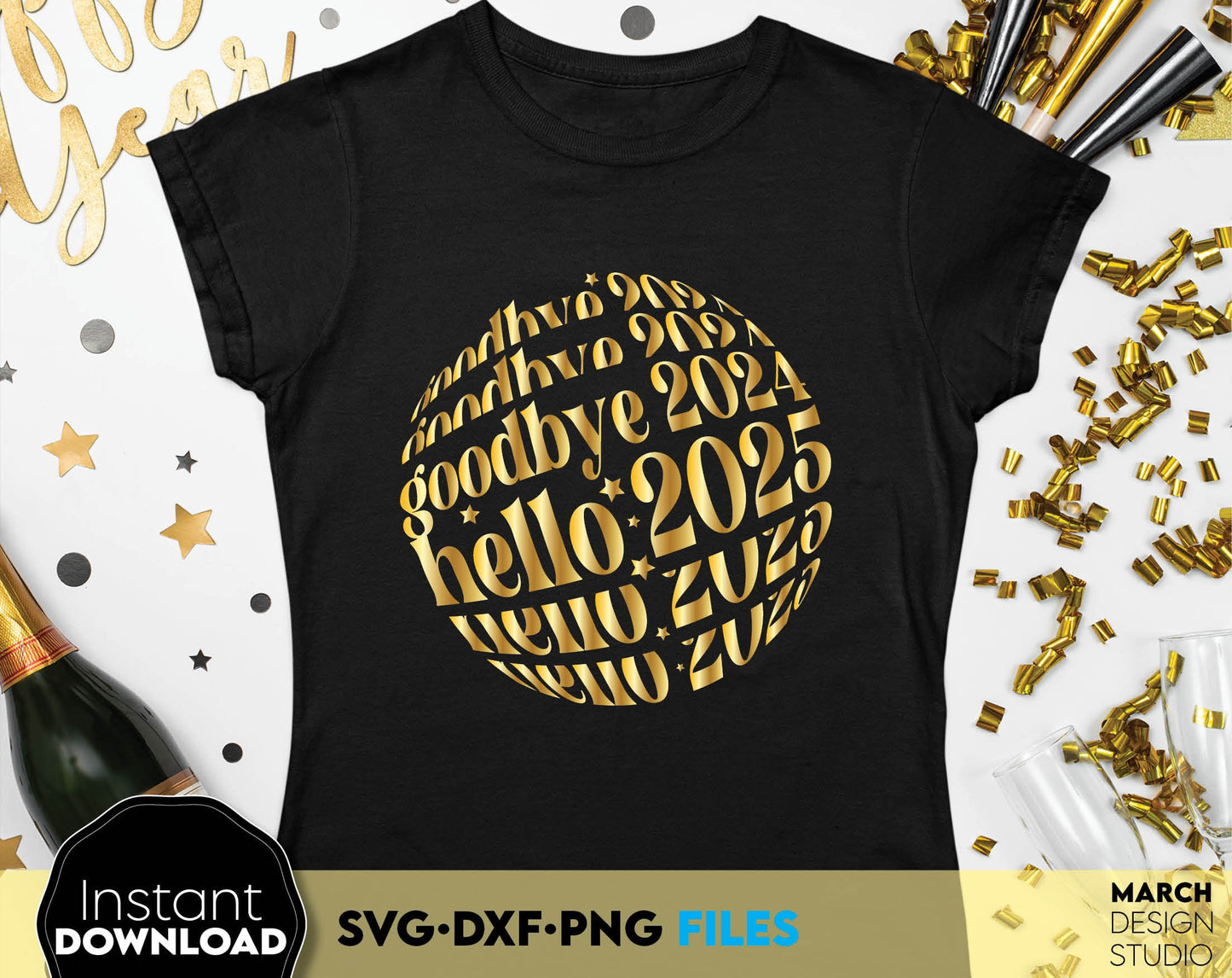 Happy New Year 2025 SVG Bundle | Hand Lettered New Year Ornaments SVG | New Years SVG | New Year Sublimation | New Year Quotes Svg | Png Dxf