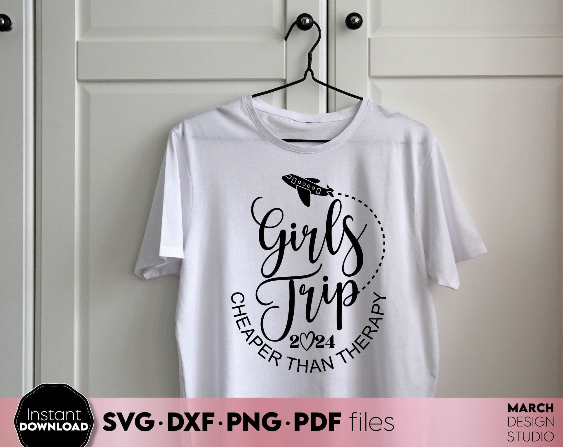 Girls Trip 2024 Weekend Shirt design. SVG PNG PDF DXF files included. Compatible with Cricut, Silhouette or other equipment. Cut from vinyl, use for printing, sublimation or laser cut, grave projects. Buy now for a good price and enjoy!