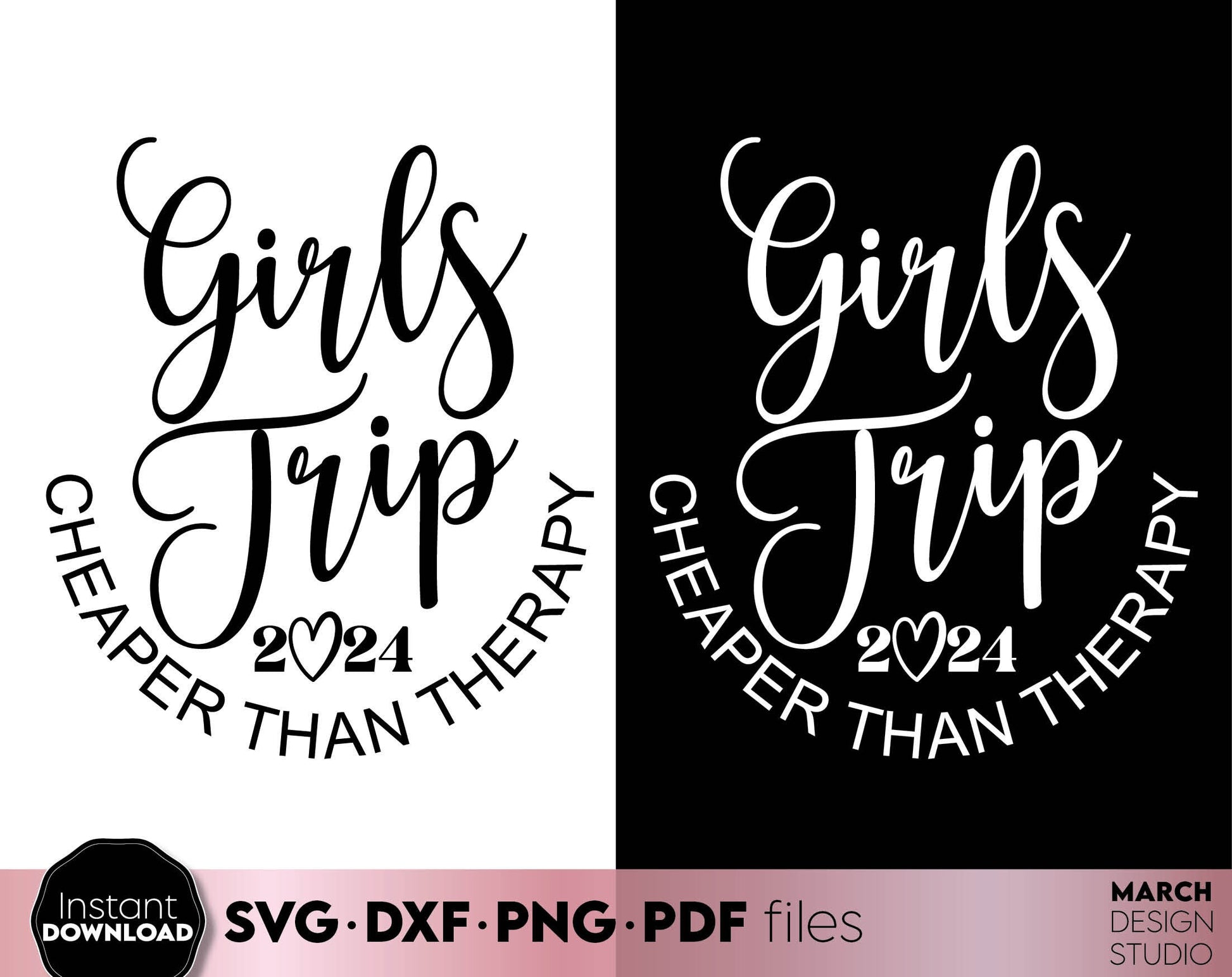 Girls Trip Matching Shirts design with Cheaper than therapy quote. SVG PNG EPS DXF JPG files included. Compatible with Cricut, Silhouette or other equipment. Cut from vinyl, use for sublimation or laser cut/ grave projects. Buy now for a good price!