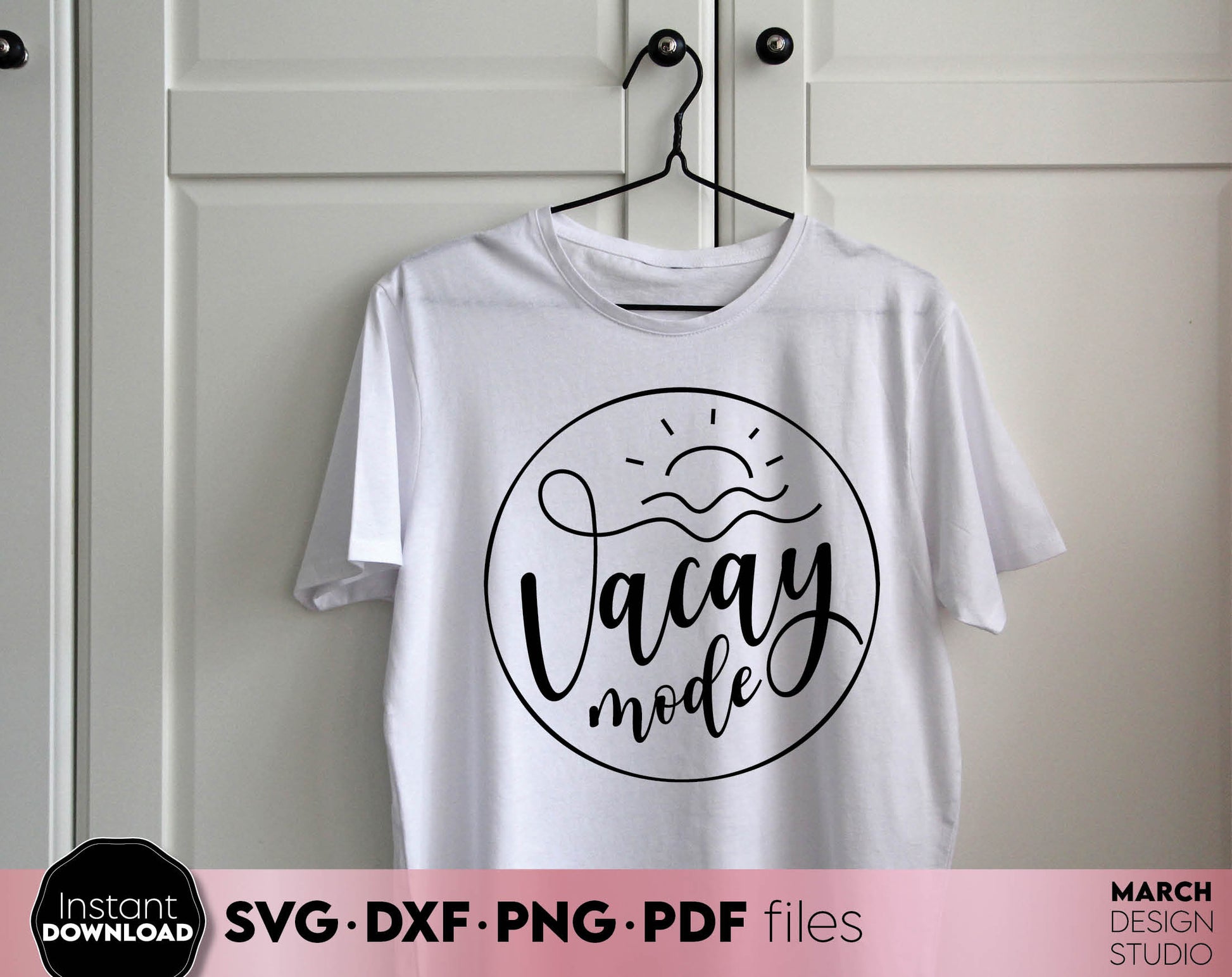 Vacay Mode Boho style shirt design. SVG PNG EPS DXF JPG files included. Compatible with Cricut, Silhouette or other equipment. Cut from vinyl, use for sublimation or laser cut/ grave projects. Buy now for a good price and enjoy!