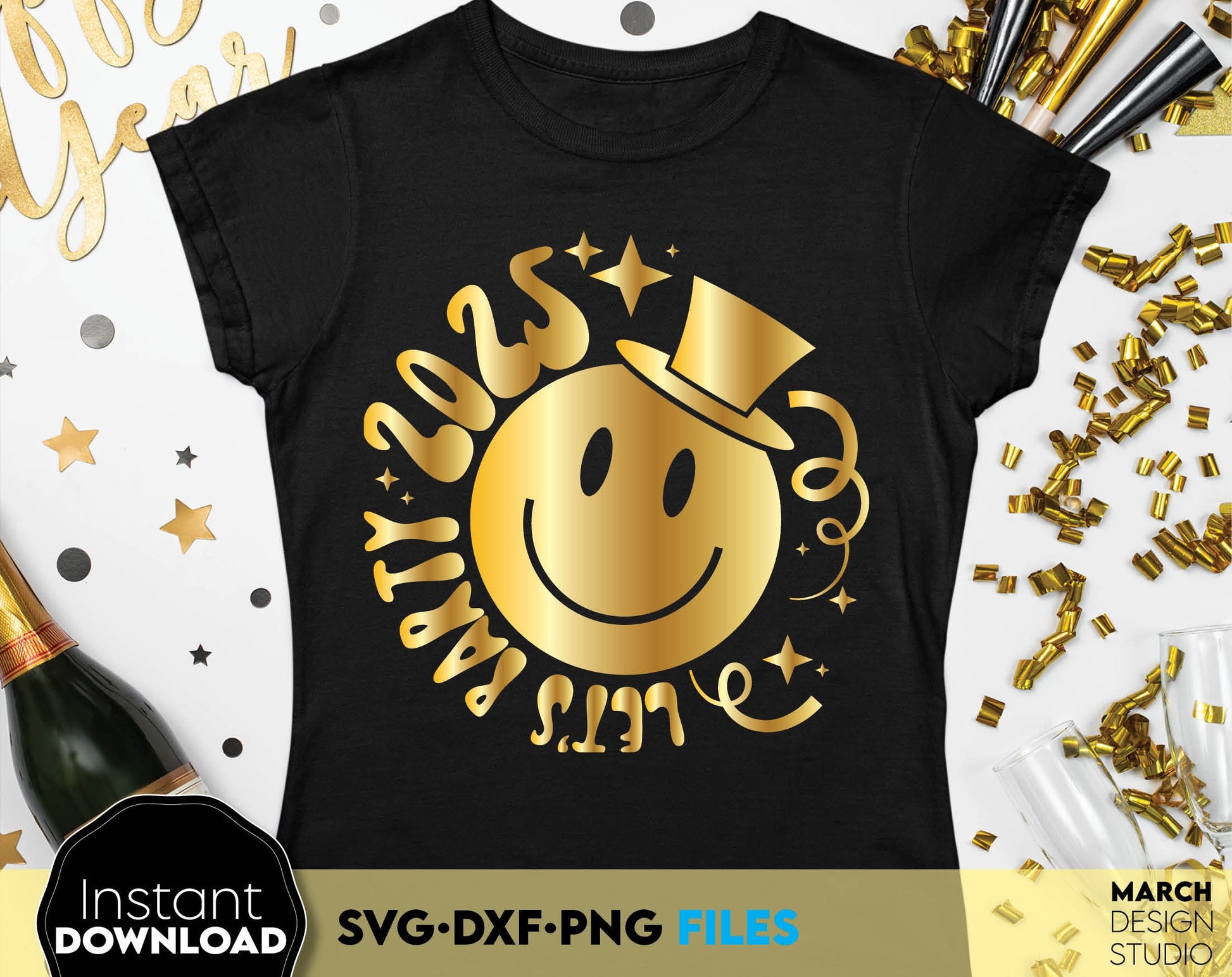 2024 Gold Files SVG | Happy New Year 2024 SVG | Lets Party 2024 SVG | New Year Sublimation Png | New Years Gift Ideas Svg | New Year Mug