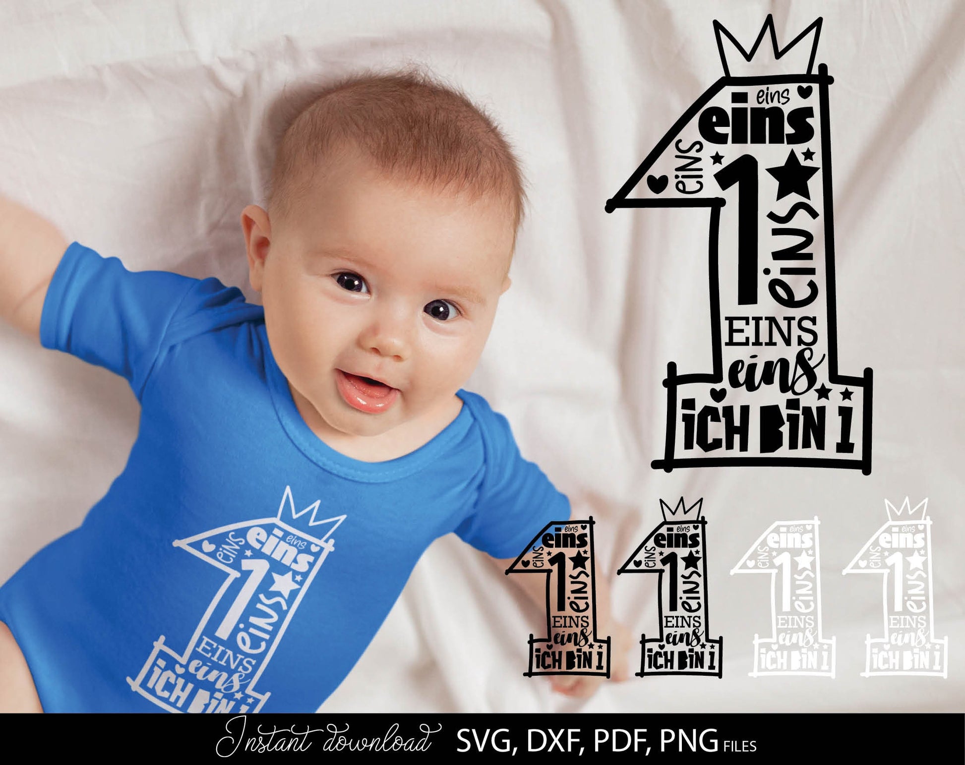 German Kind Der erste Geburtstag Number Plotter File Bundle Svg Png German kids Geburtstag number plotter file Geburtstagskind Eins Clipart. SVG DXFPDF PNG files included. Compatible with Cricut, Silhouette Studio and other equipment. Buy now, enjoy!