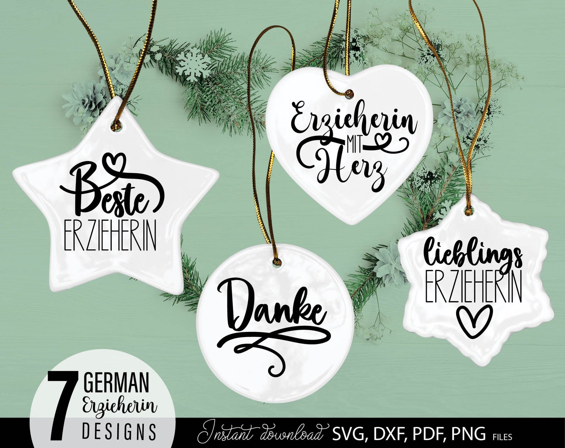 German Erzieherin Plotter File Bundle. SVG DXF PDF PNG files included. Compatible with Cricut, Silhouette or other equipment. Cut from vinyl, use for sublimation or laser cut projects as well. Buy now for a good price and enjoy!