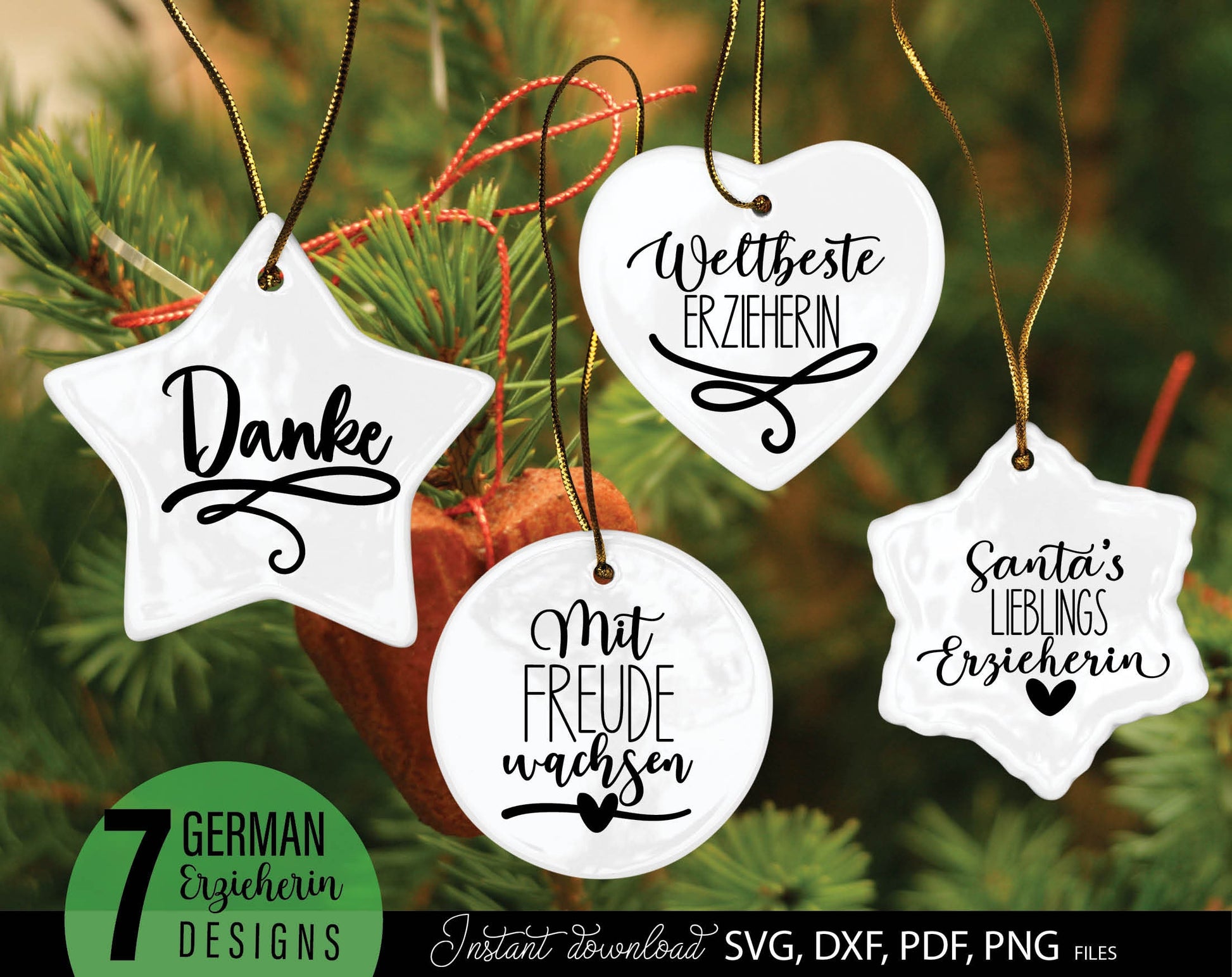 German Erzieherin Plotter File Bundle. SVG DXF PDF PNG files included. Compatible with Cricut, Silhouette or other equipment. Cut from vinyl, use for sublimation or laser cut projects as well. Buy now for a good price and enjoy!