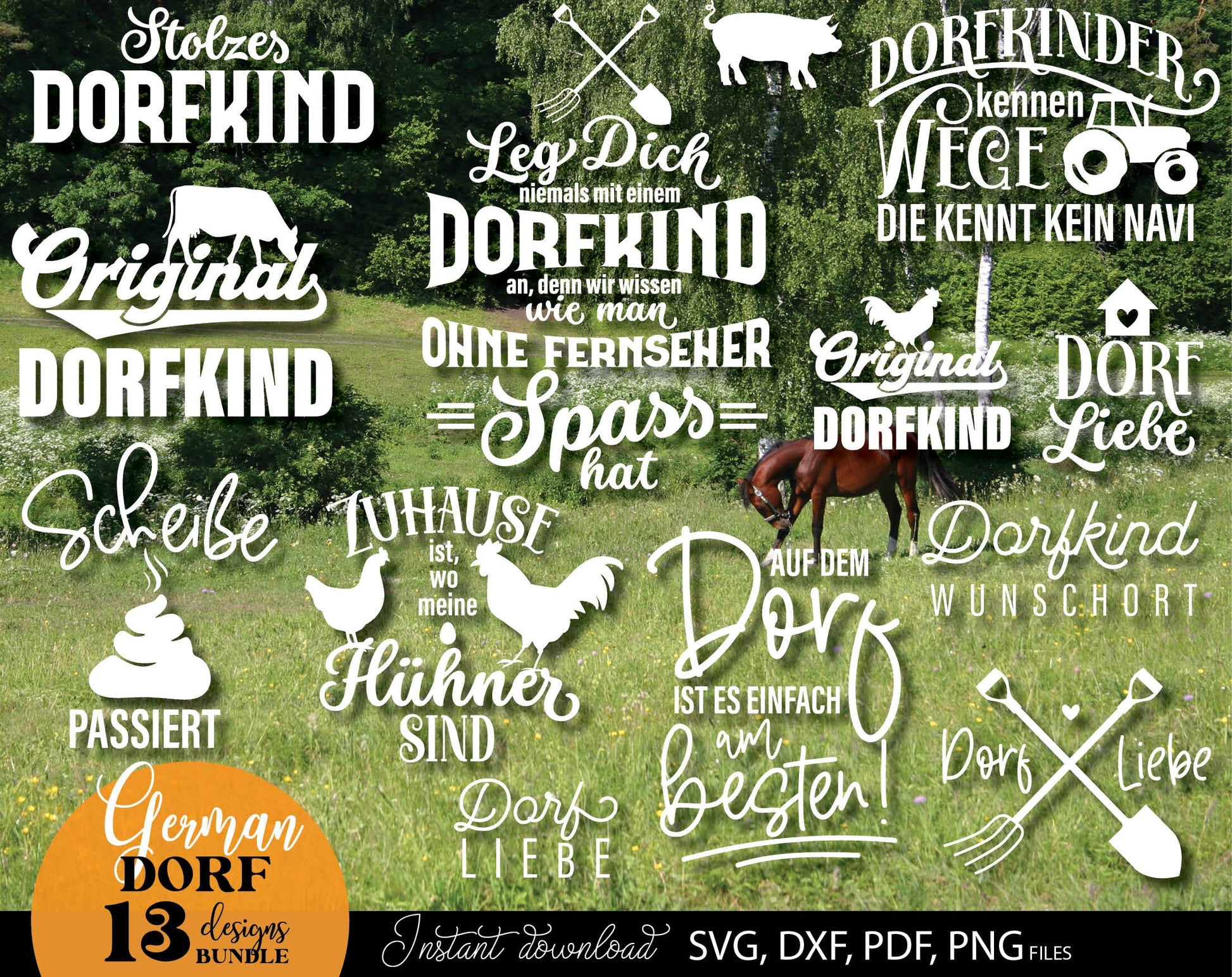 German Dorfkind Plotter file bundle. SVG DXF PDF PNG files included. Compatible with Cricut, Silhouette, sublimation printers or other equipment. Cut from vinyl, use for sublimation or laser cut or grave projects. Buy now for a good price and enjoy!