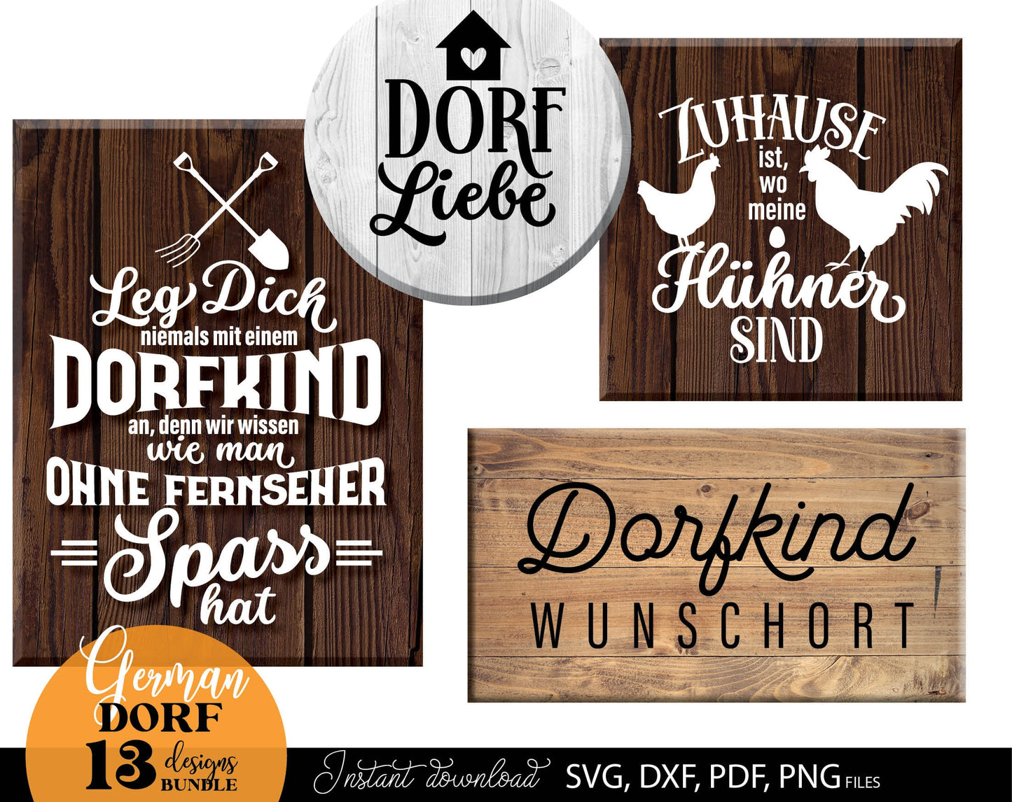 German Dorfkind Plotter file bundle. SVG DXF PDF PNG files included. Compatible with Cricut, Silhouette, sublimation printers or other equipment. Cut from vinyl, use for sublimation or laser cut or grave projects. Buy now for a good price and enjoy!