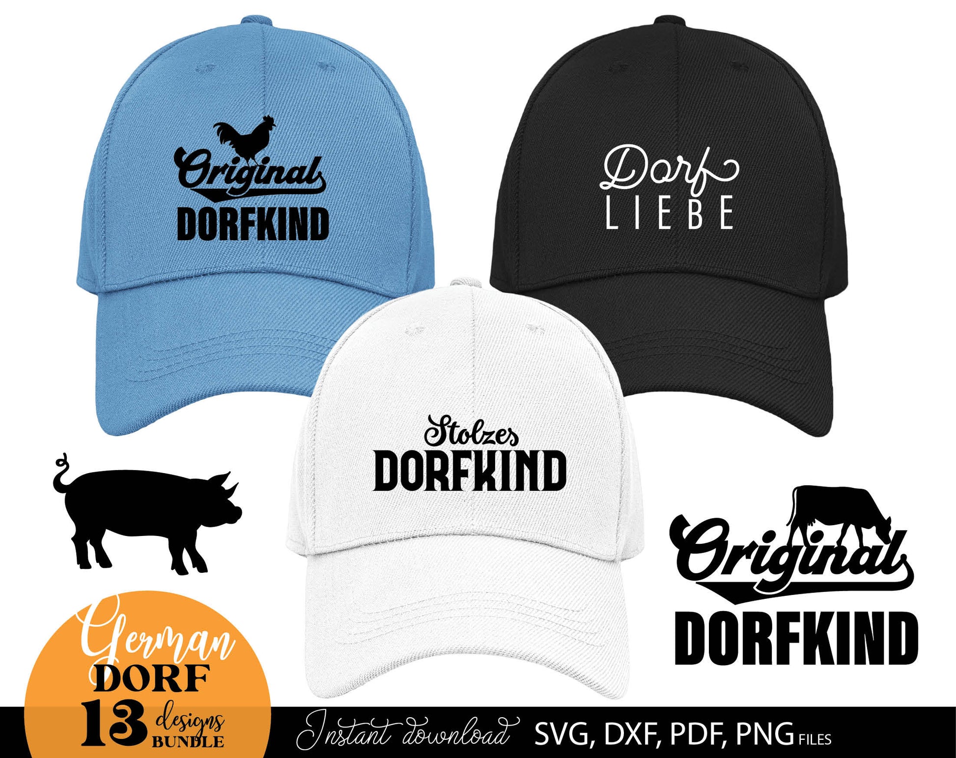 German Dorfkind Plotter file bundle. SVG DXF PDF PNG files included. Compatible with Cricut, Silhouette, sublimation printers or other equipment. Cut from vinyl, use for sublimation or laser cut or grave projects. Buy now for a good price and enjoy!