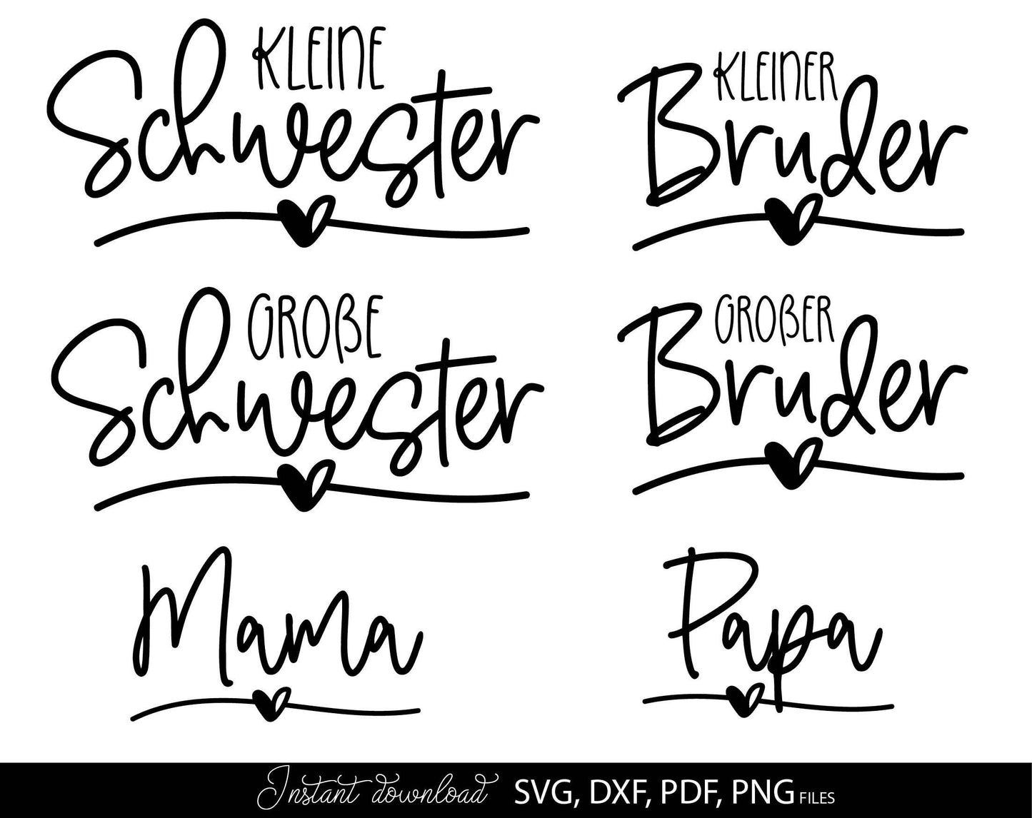 Deutsche Plotterdatei Große Schwester Großer Bruder svg Kleiner Bruder svg Kleine Schwester Geschenk zur Geburt Cricut Silhouette Studio cut files bundle. Use for cutting from vinyl, sublimation or laser cut or grave projects. Buy now and enjoy!