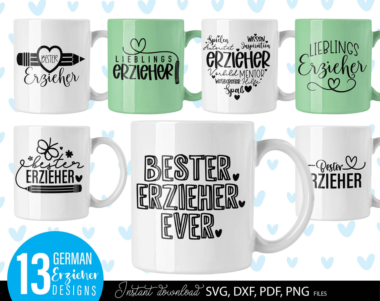 German Erzieherin Plotter File Bundle. SVG DXF PDF PNG files included. Compatible with Cricut, Silhouette or other equipment. Cut from vinyl, use for sublimation or laser cut projects as well. Buy now for a good price and enjoy!