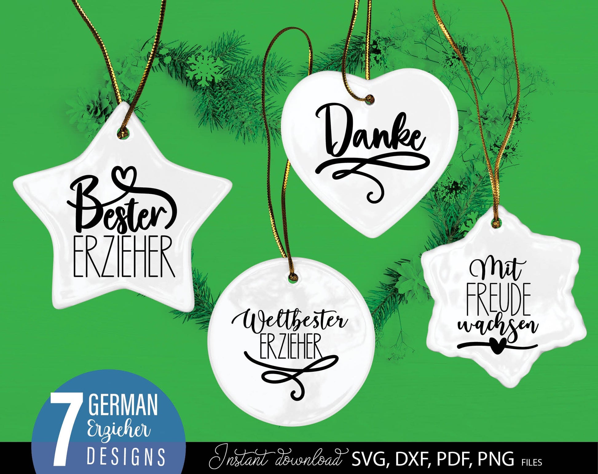 German Erzieher Plotter File Bundle. SVG DXF PDF PNG files included. Compatible with Cricut, Silhouette or other equipment. Cut from vinyl, use for sublimation or laser cut projects as well. Buy now for a good price and enjoy!