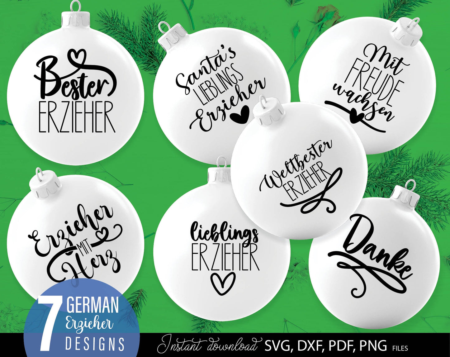 German Erzieher Plotter File Bundle. SVG DXF PDF PNG files included. Compatible with Cricut, Silhouette or other equipment. Cut from vinyl, use for sublimation or laser cut projects as well. Buy now for a good price and enjoy!