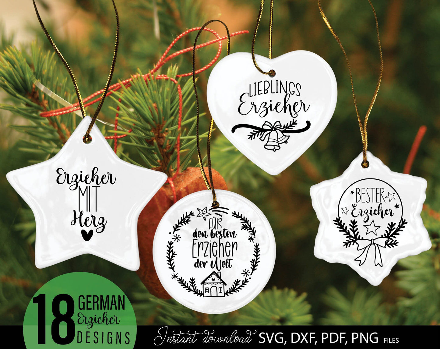 German Erzieher Christmas Gift ideas Plotter File Bundle. SVG DXF PDF PNG files included. Compatible with Cricut, Silhouette or other equipment. Cut from vinyl, use for sublimation or laser cut projects as well. Buy now for a good price and enjoy!