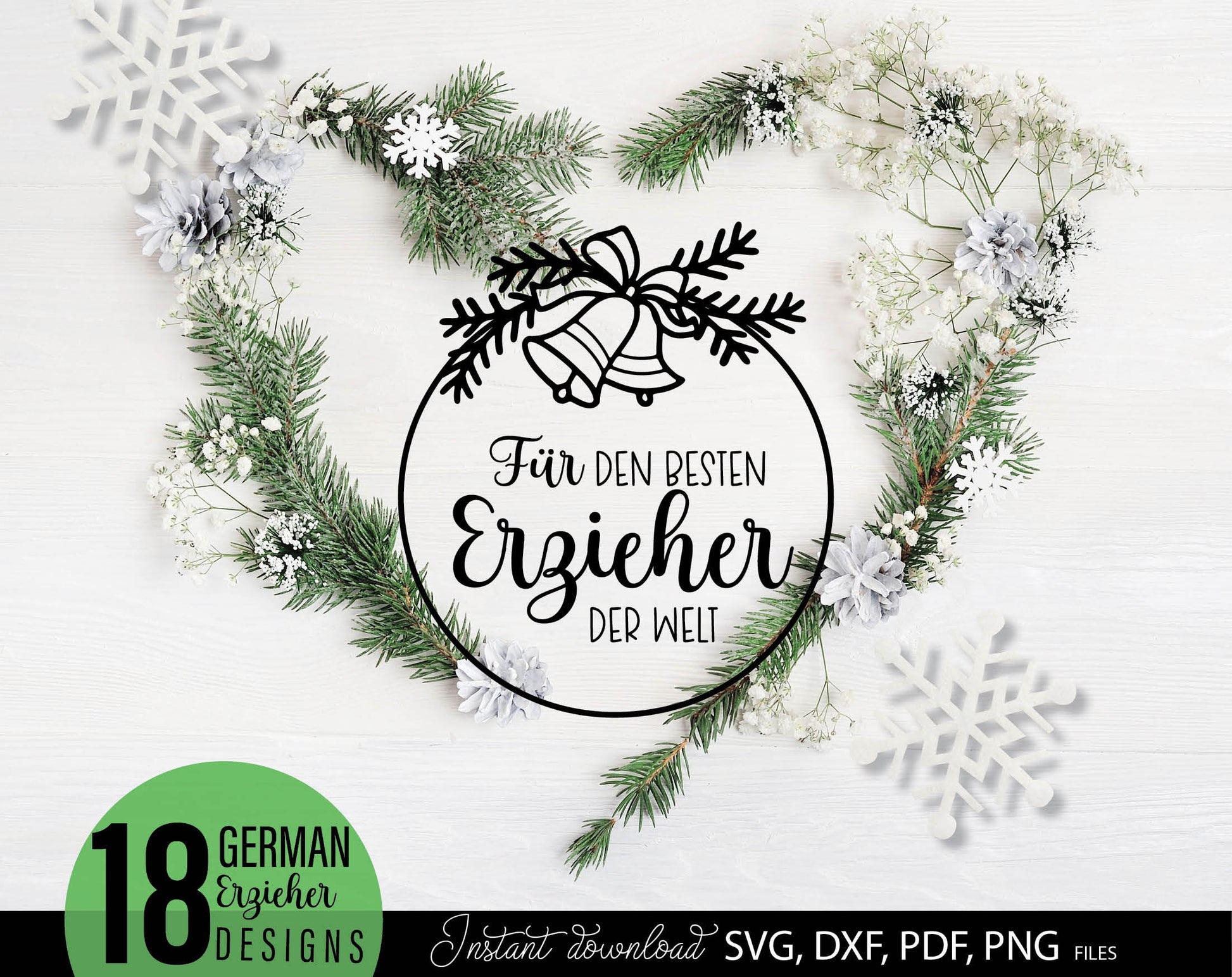 German Erzieher Christmas Gift ideas Plotter File Bundle. SVG DXF PDF PNG files included. Compatible with Cricut, Silhouette or other equipment. Cut from vinyl, use for sublimation or laser cut projects as well. Buy now for a good price and enjoy!