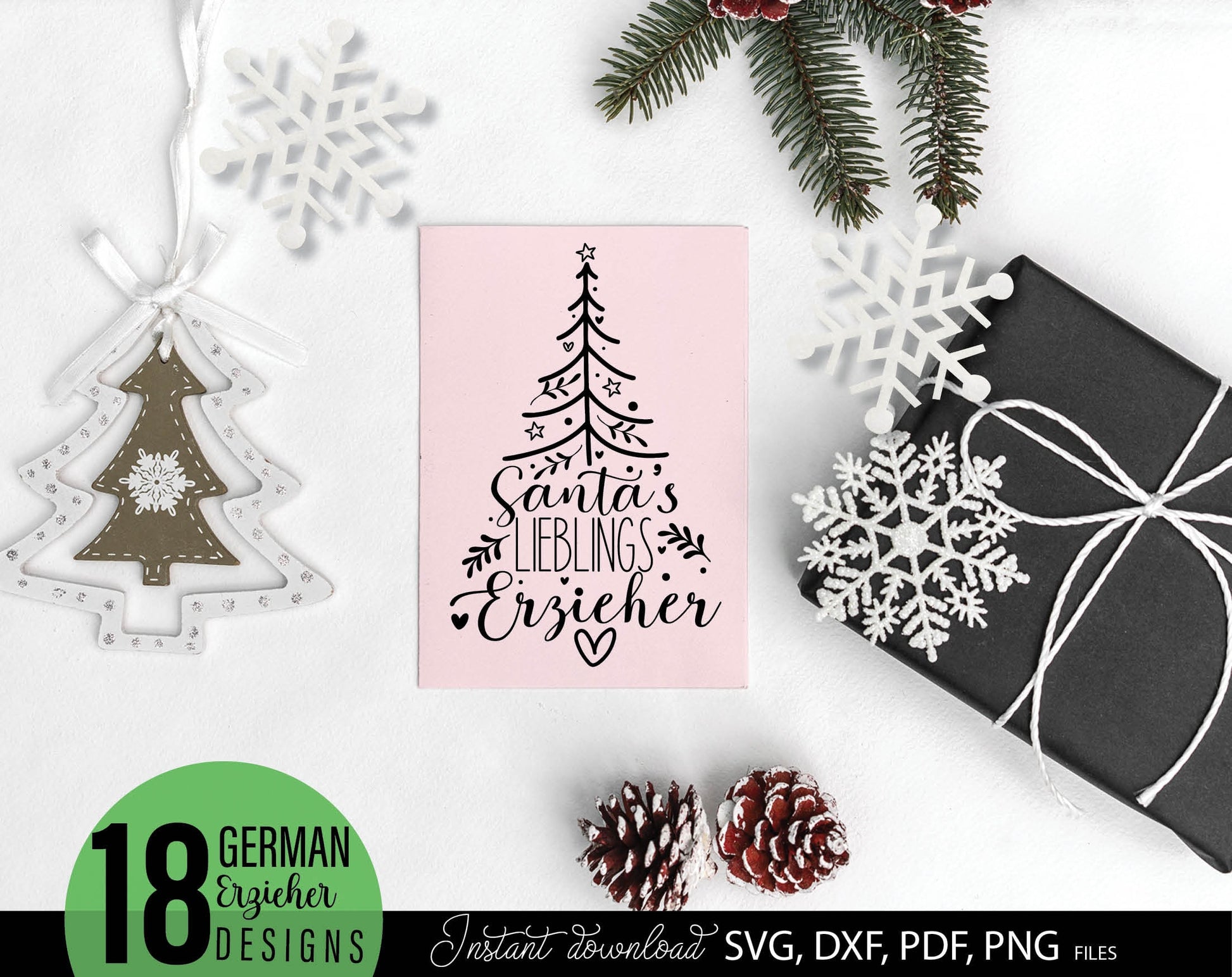 German Erzieher Christmas Gift ideas Plotter File Bundle. SVG DXF PDF PNG files included. Compatible with Cricut, Silhouette or other equipment. Cut from vinyl, use for sublimation or laser cut projects as well. Buy now for a good price and enjoy!