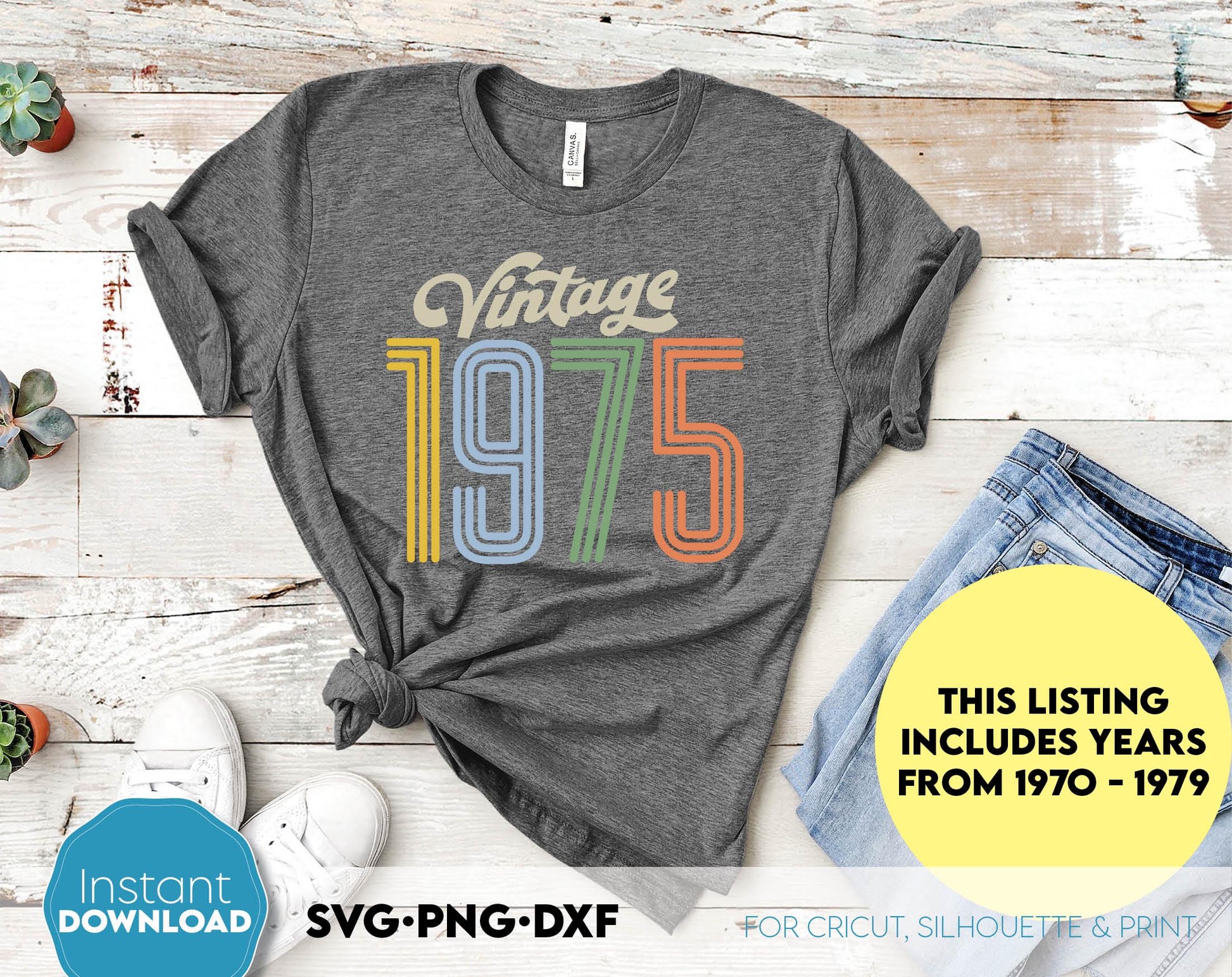 These Vintage 1970 - 1979 Birthday Shirts Bundle file design, and I hope you can use them to surprise and delight your loved ones on an important event in life. Retro Birthday Shirt SVG is a great and thoughtful gift for a Birthday party.