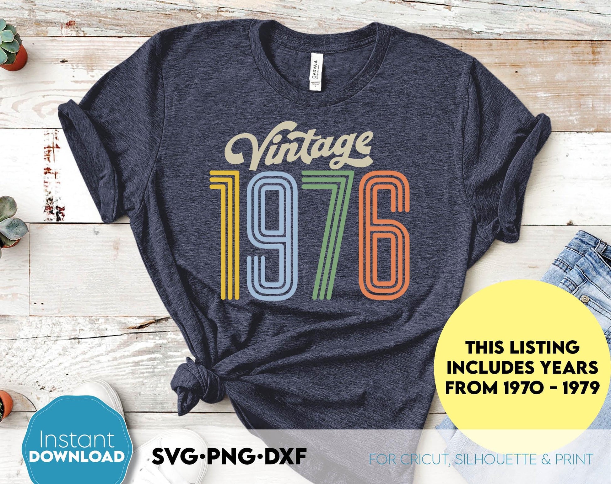 These Vintage 1970 - 1979 Birthday Shirts Bundle file design, and I hope you can use them to surprise and delight your loved ones on an important event in life. Retro Birthday Shirt SVG is a great and thoughtful gift for a Birthday party.