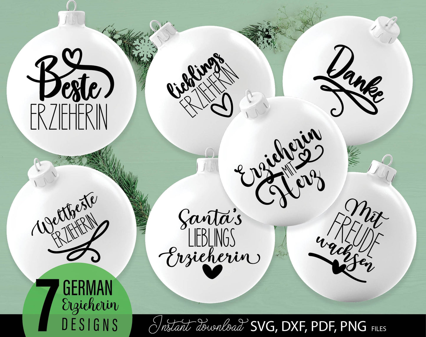 German Erzieherin Plotter File Bundle. SVG DXF PDF PNG files included. Compatible with Cricut, Silhouette or other equipment. Cut from vinyl, use for sublimation or laser cut projects as well. Buy now for a good price and enjoy!