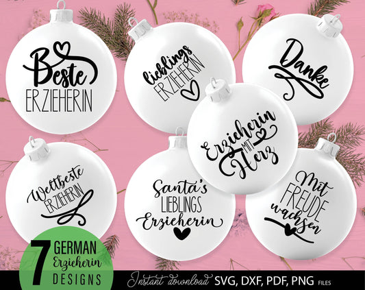 German Erzieherin Plotter File Bundle. SVG DXF PDF PNG files included. Compatible with Cricut, Silhouette or other equipment. Cut from vinyl, use for sublimation or laser cut projects as well. Buy now for a good price and enjoy!