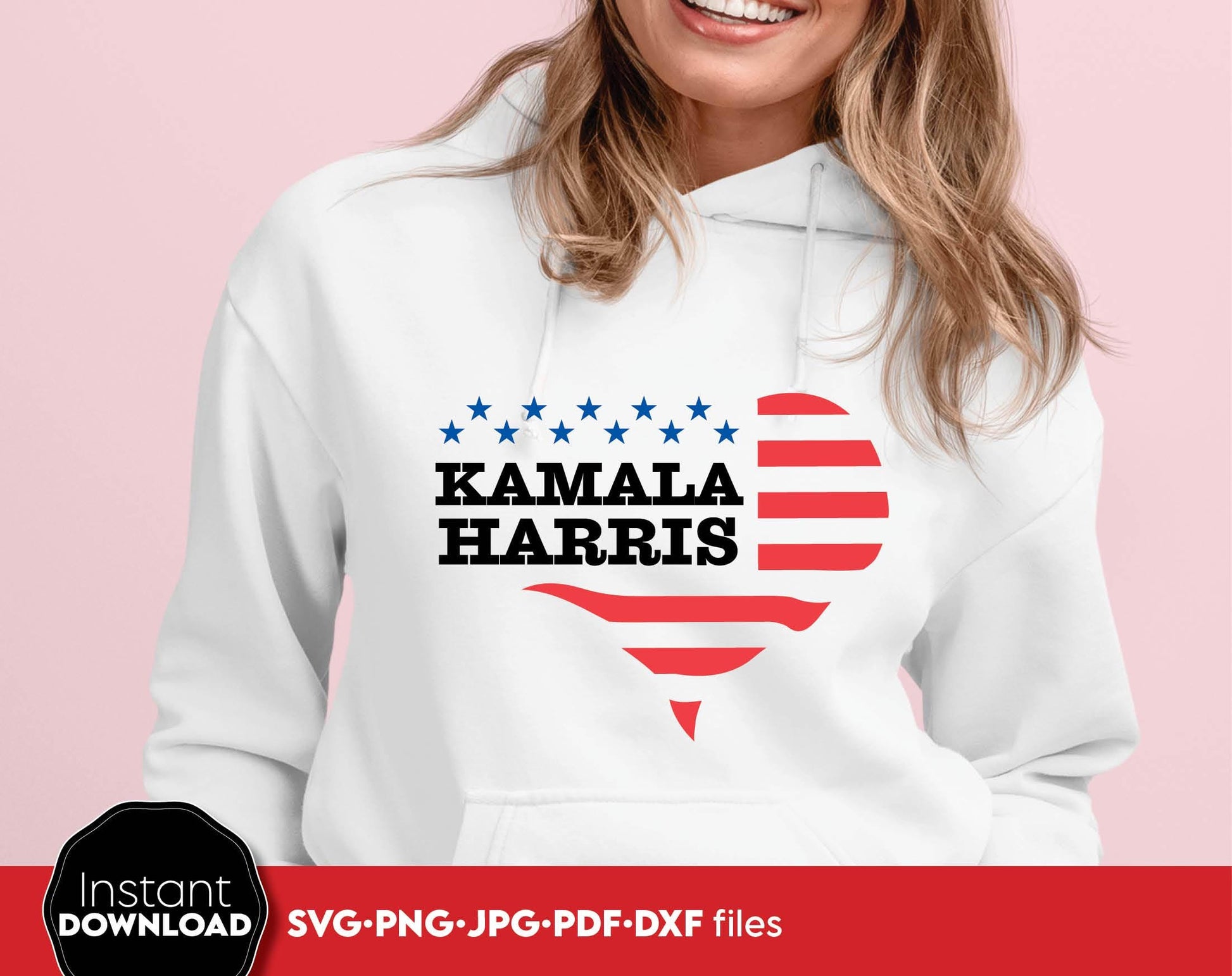 Kamala Harris for president 2024 bundle. SVG JPG DXF PNG PDF files included. Compatible with Cricut, Silhouette or other equipment. Cut from vinyl, use for sublimation or laser cut or grave projects. Buy now for a good price and enjoy!