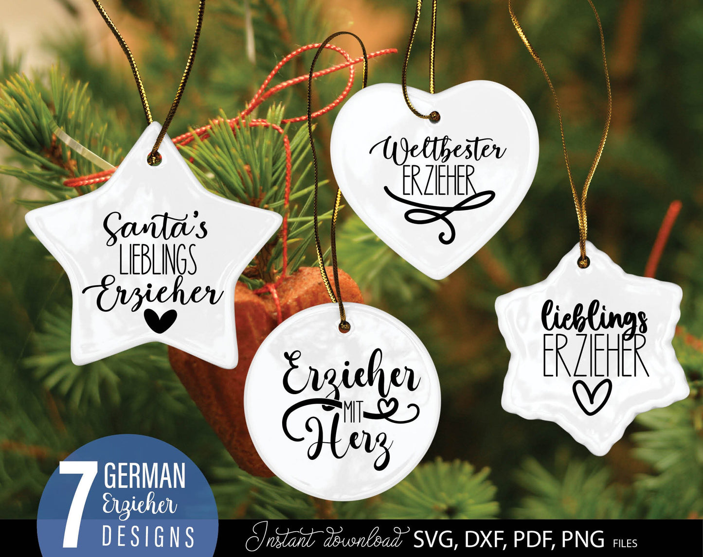 German Erzieher Plotter File Bundle. SVG DXF PDF PNG files included. Compatible with Cricut, Silhouette or other equipment. Cut from vinyl, use for sublimation or laser cut projects as well. Buy now for a good price and enjoy!