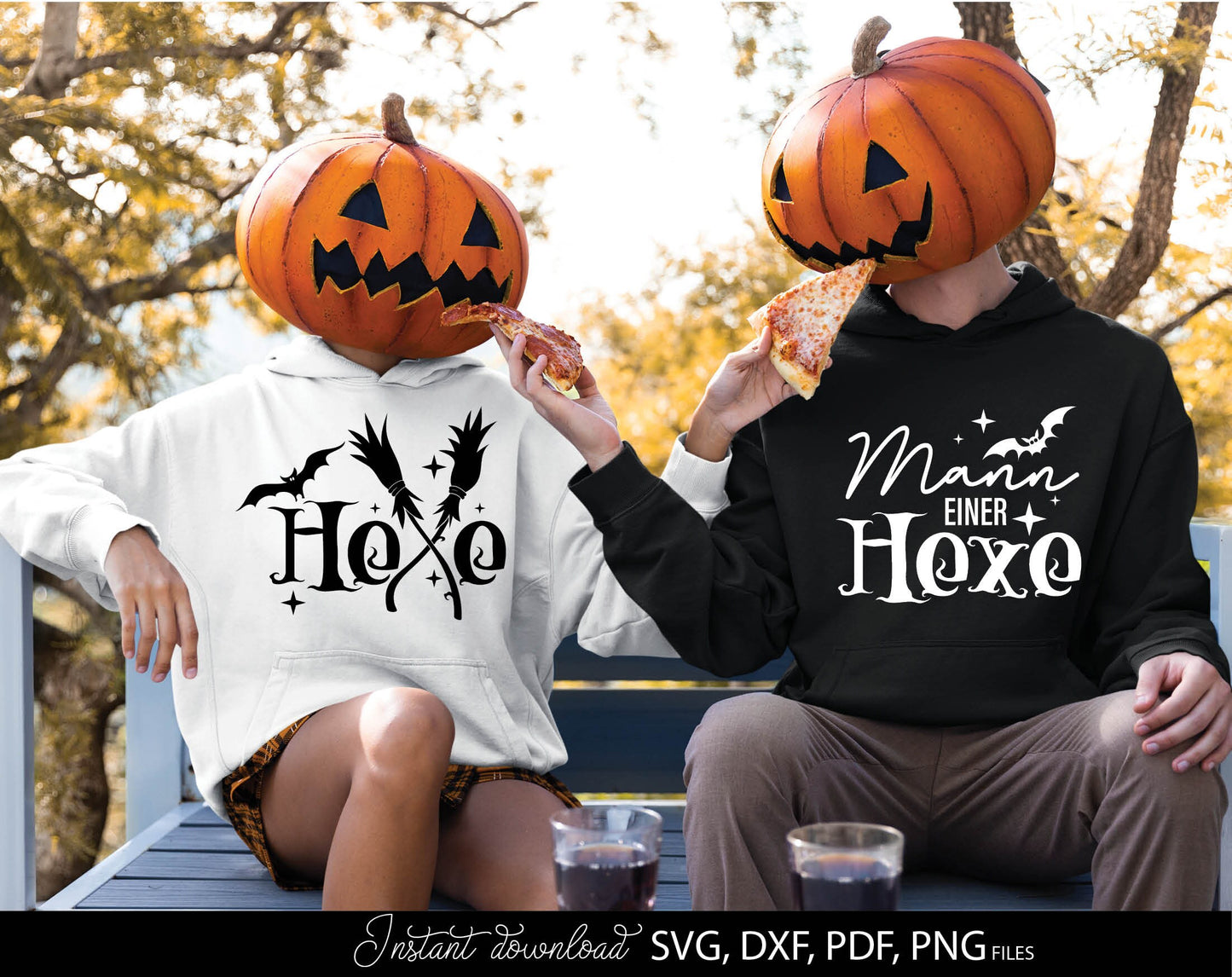 German Halloween familie matching plotter files. Use for cutting from vinyl, for sublimation or laser cut projects. SVG, DXF, PNG and PDF files included. Compatible with Cricut, Silhouette or other equipment! Buy now for a good price and enjoy!