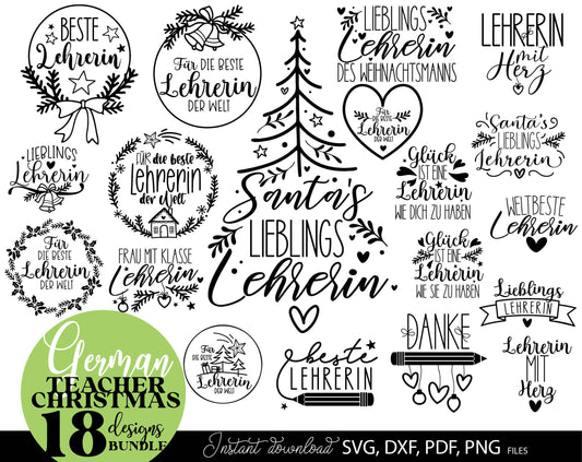 Deutsche lehrerin Weihnachten Plotterdatei design for Your Lehrerin Weihnachten gift ideas. SVG DXF PDF PNG files included. Compatible with Cricut, Silhouette or other equipment. Cut from vinyl, use for sublimation or laser cut or grave projects!