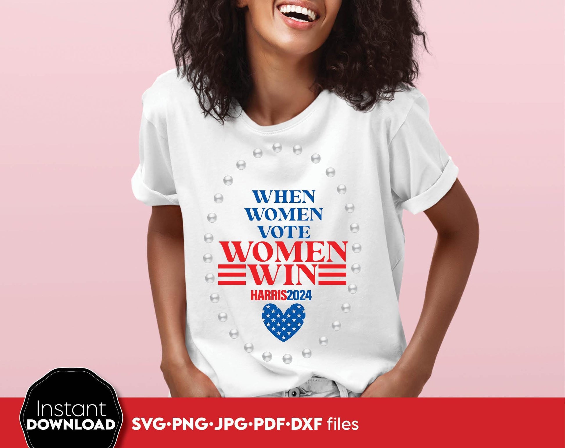 Kamala Harris for president 2024. When women vote women win. SVG JPG DXF PNG PDF files. Compatible with Cricut, Silhouette or other equipment. Cut from vinyl, use for sublimation or laser cut or grave projects. Buy now for a good price and enjoy!