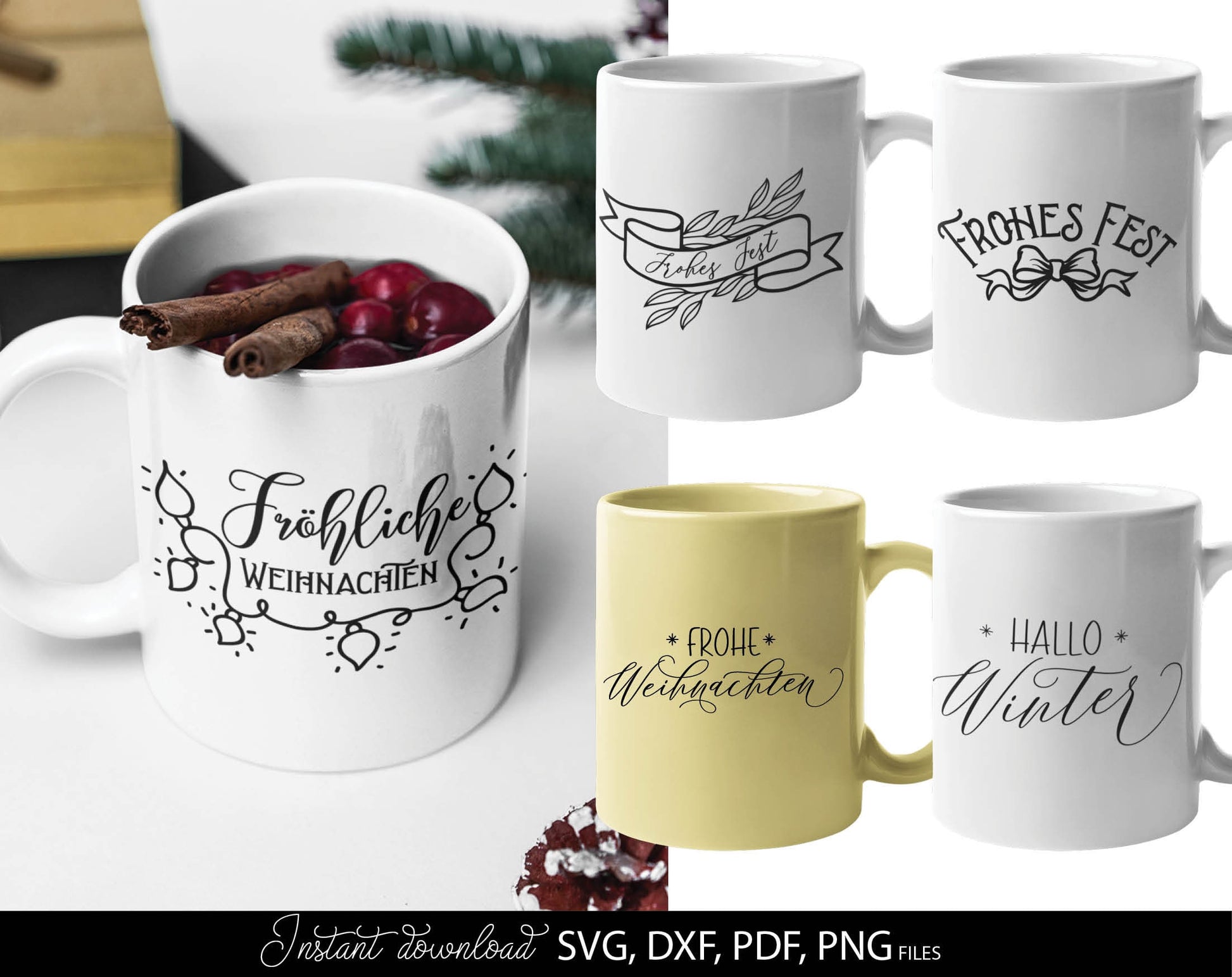 Frohe Weihnachten Plotter File SVG, PNG, DXF, pdf Weihnachten Svg Bundle German Christmas Cut File Svg Plot File Cricut Silhouette laserdate