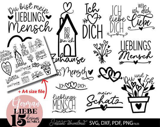Lieblingsmensch Schön dass es dich gibt Deutsche Sprüche. SVG DXF PDF PNG included. Compatible with Cricut, Silhouette and other equipment. Cut from vinyl, use for sublimation or laser cut or grave projects. Buy now for a good price and enjoy!