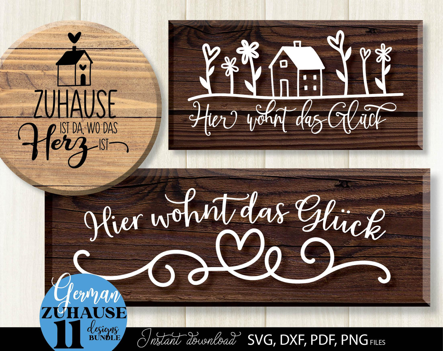 German Zuhause Plotter File SVG, PNG DXF, PDF files included. Compatible with Cricut, Silhouette, Glowforge or other machines. Use for sublimation or laser cut projects as well. Buy now and enjoy! Discount prices available.