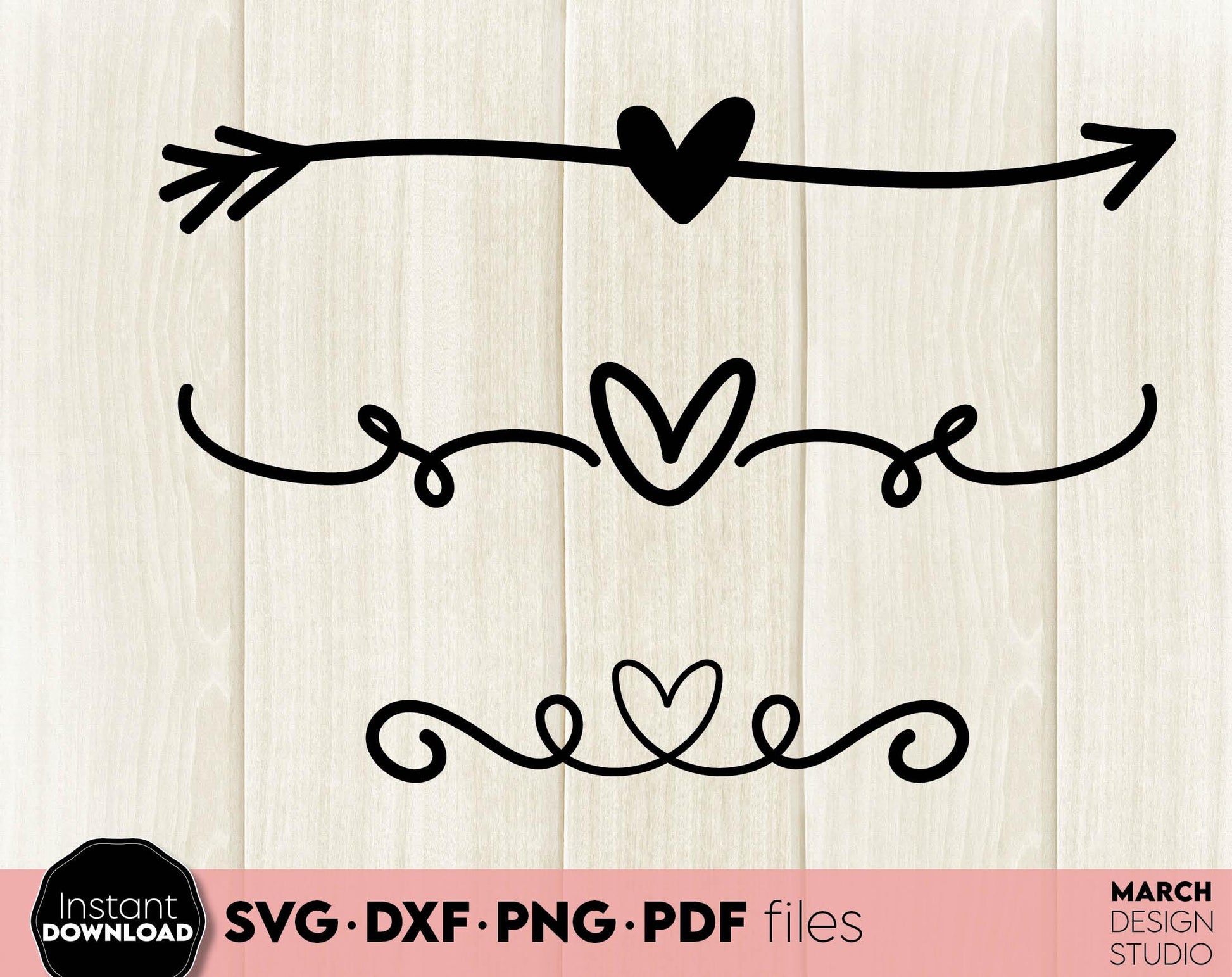 Decorative dividers lines bundle for your wedding, cards, home decorations etc. projects. SVG, PNG, DXF, PDF, JPG files included. Cut from vinyl, use for sublimation or laser cut projects. Compatible with Cricut, Silhouette and other machines. Enjoy!