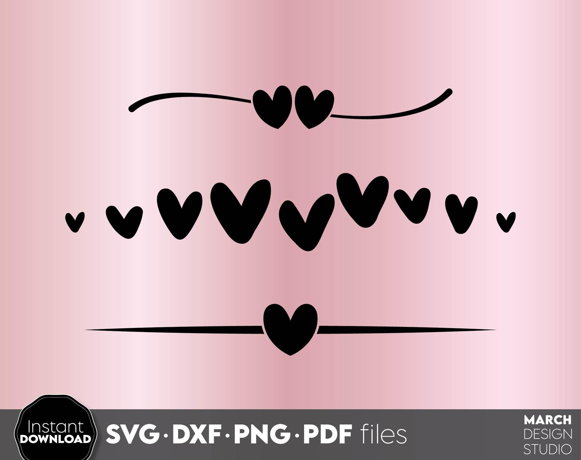 Heart Text Dividers Bundle with 30 designs in it. SVG DXF PNG PDF files included. Compatible with Cricut, Silhouette or other equipment. Cut from vinyl, use for sublimation or laser cut or grave projects. Buy now for a good price and enjoy!