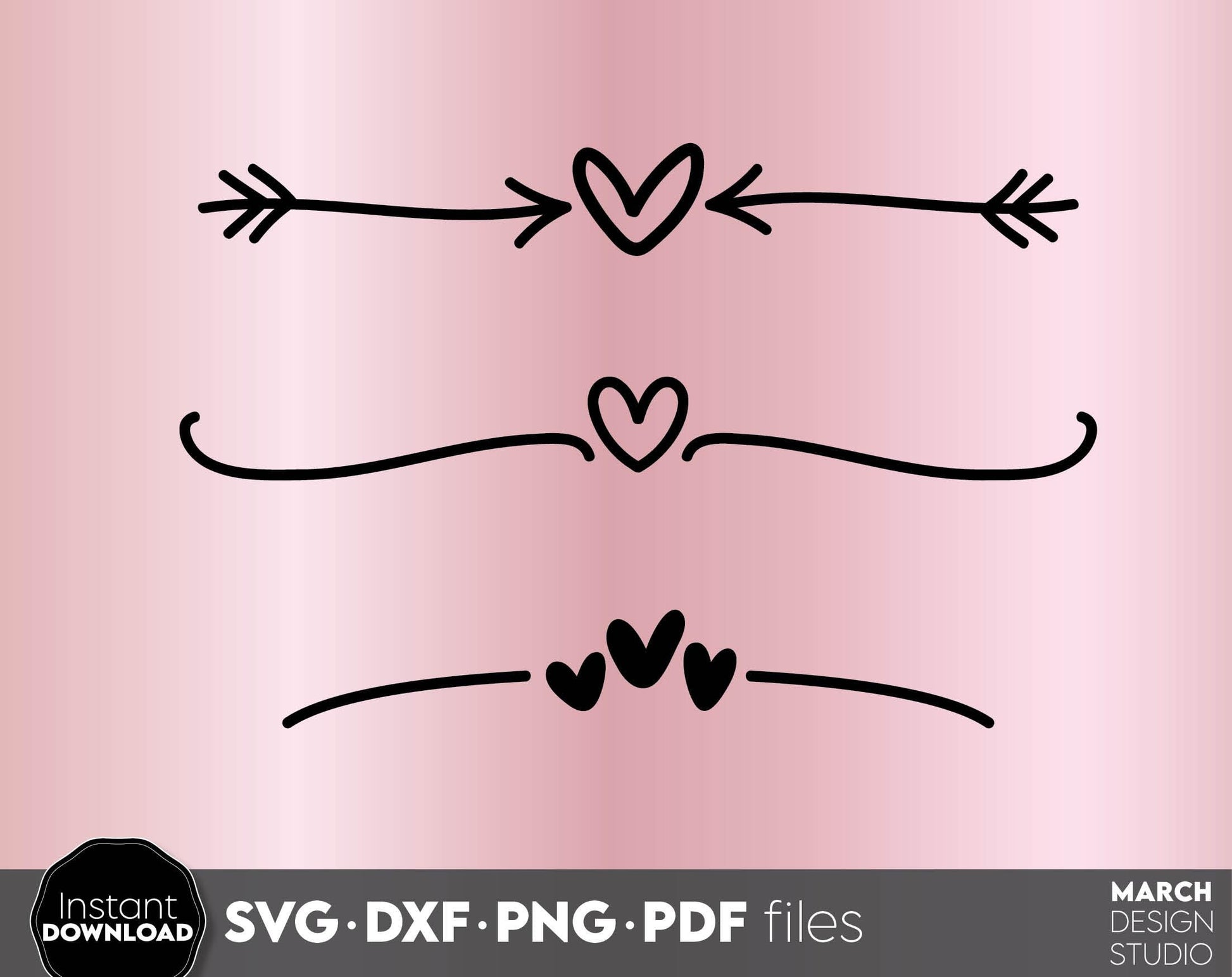 Heart Text Dividers Bundle with 30 designs in it. SVG DXF PNG PDF files included. Compatible with Cricut, Silhouette or other equipment. Cut from vinyl, use for sublimation or laser cut or grave projects. Buy now for a good price and enjoy!